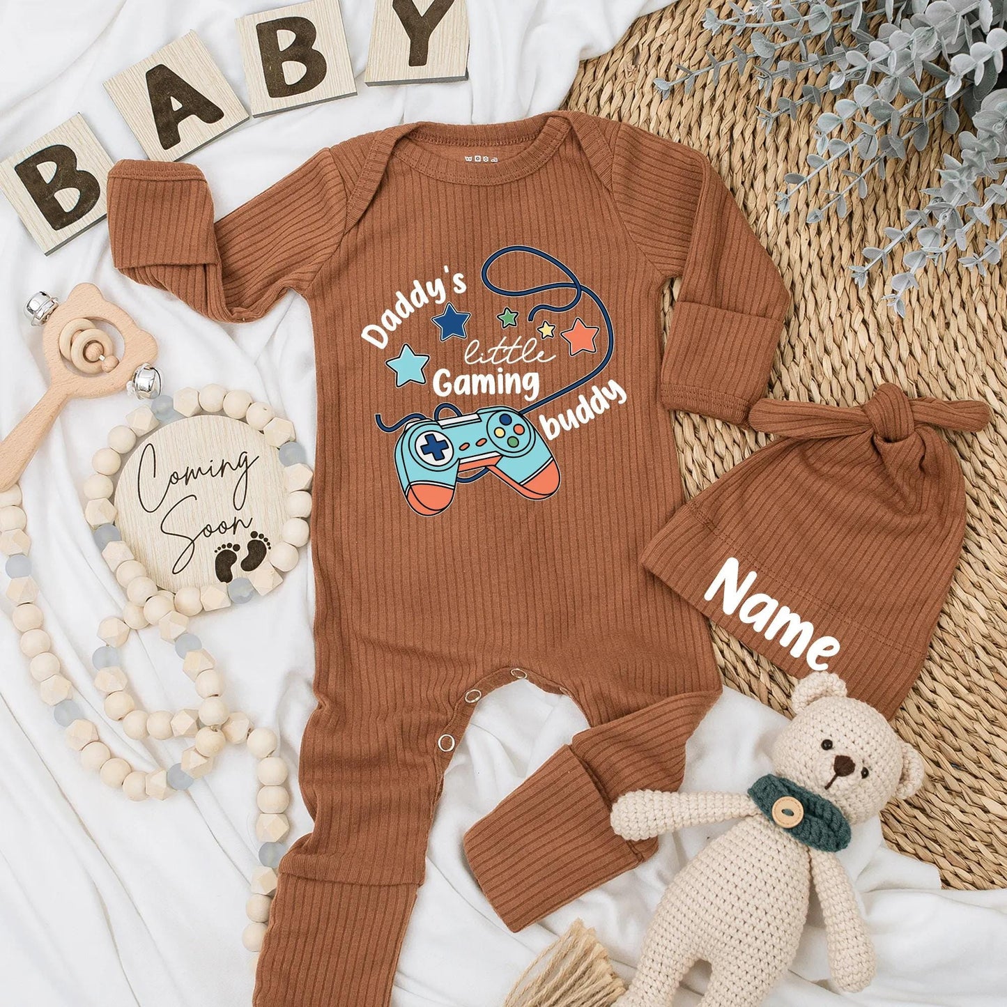 Daddy's Little Gaming Buddy Newborn Bodysuit, Gamer Baby Boy Romper, Blue Controller Design, Baby Shower Gift, Coming Home Outfit (138 chars)