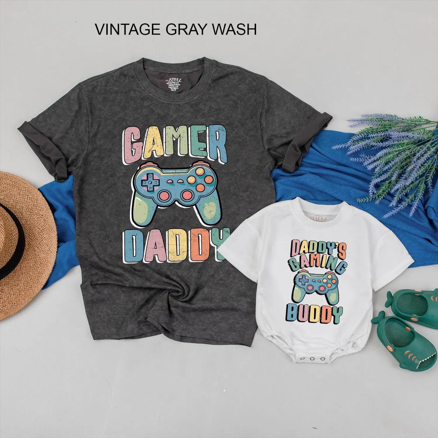 Gamer Dad and Baby Matching Shirt Set Daddy’s Gaming Buddy Bodysuit Father’s Day Gift New Dad Cute Gamer Baby Outfit
