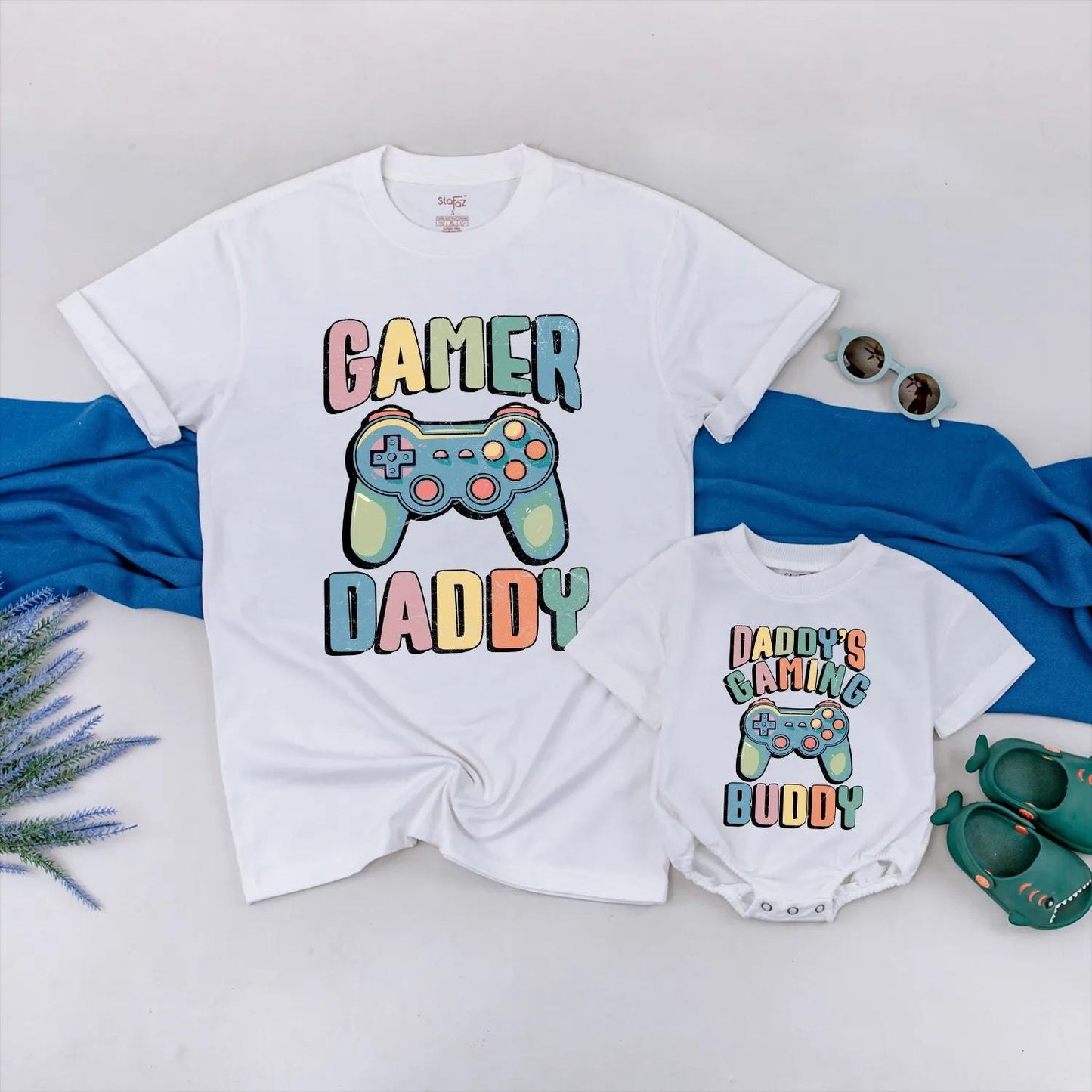 Gamer Dad and Baby Matching Shirt Set Daddy’s Gaming Buddy Bodysuit Father’s Day Gift New Dad Cute Gamer Baby Outfit