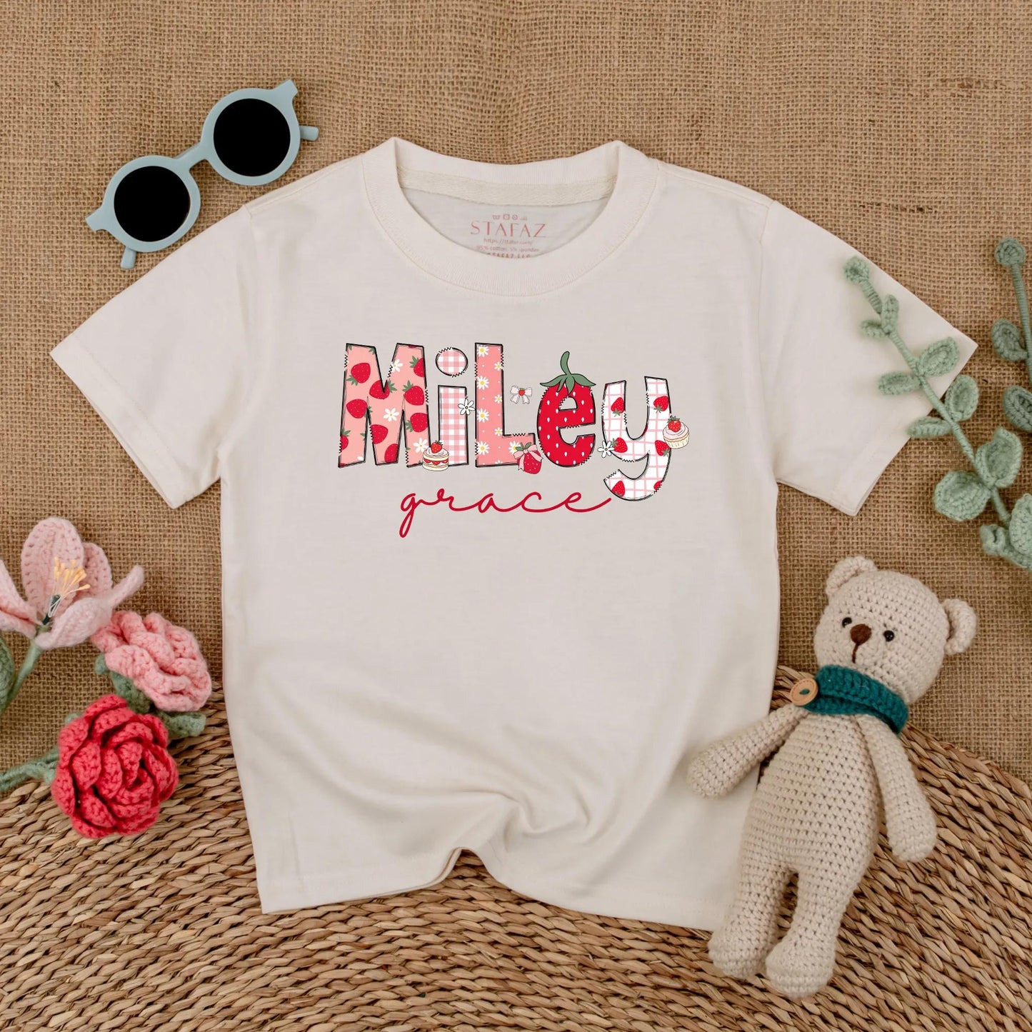 Personalized Strawberry Girl Shirt | Custom Name Toddler T-shirt | Cute Summer Outfit for Baby Girls | Back to School Gift