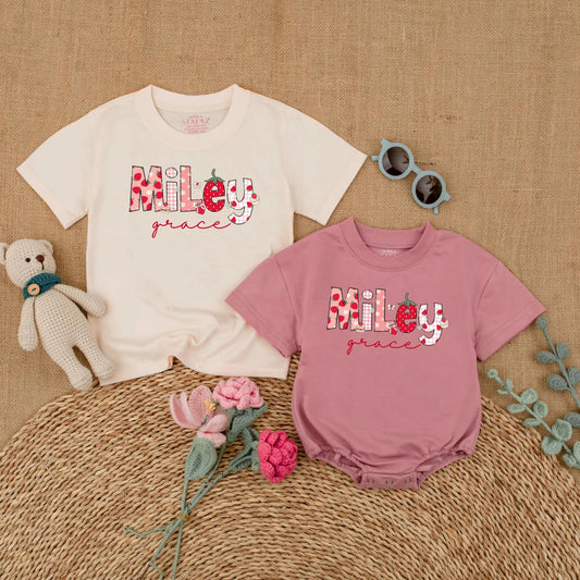 Personalized Strawberry Girl Shirt | Custom Name Toddler T-shirt | Cute Summer Outfit for Baby Girls | Back to School Gift