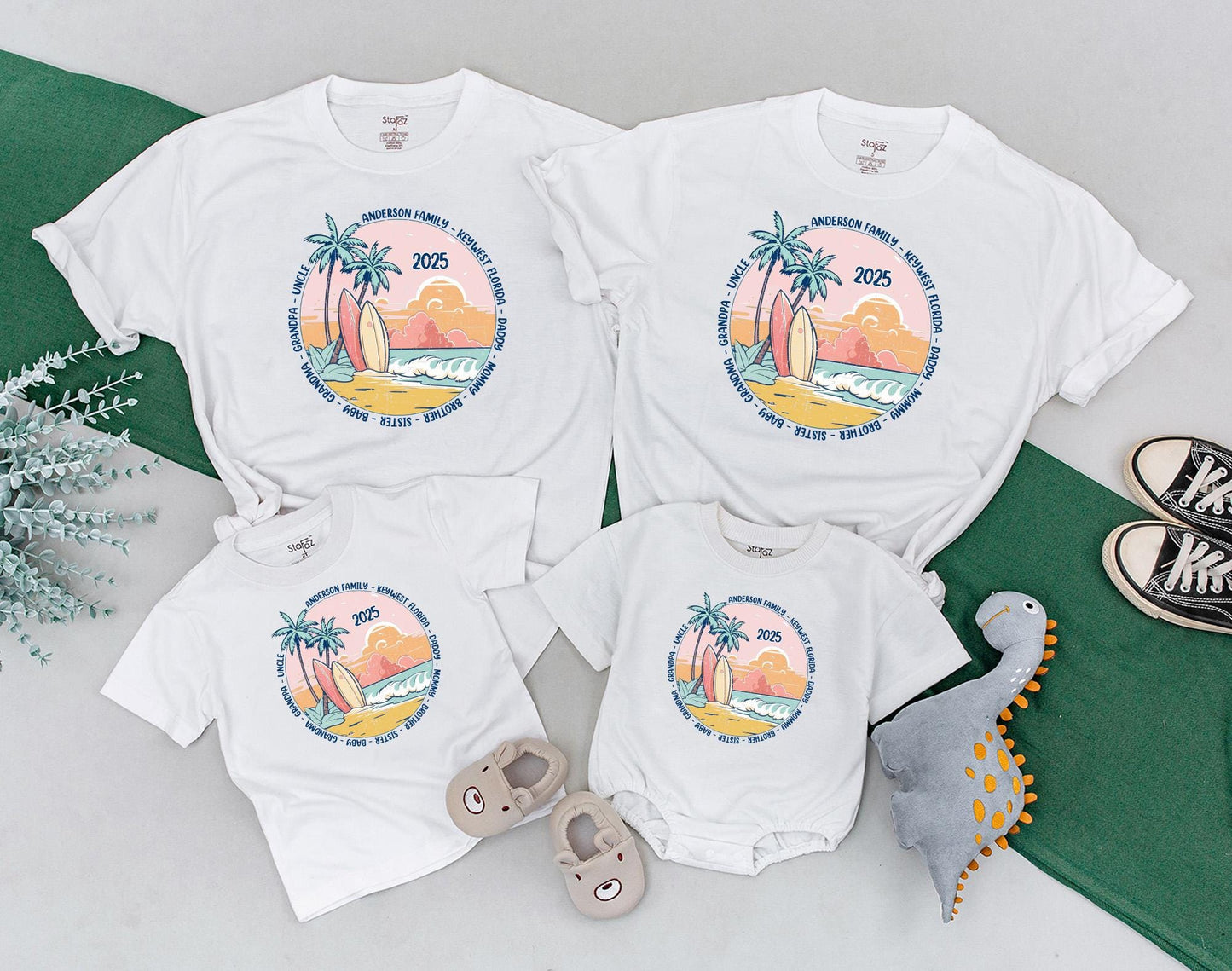 Personalized Matching Family Vacation Shirts for Beach Trip Summer Outfits Soft Cotton Baby Bodysuit Toddler Kid Beach Memories