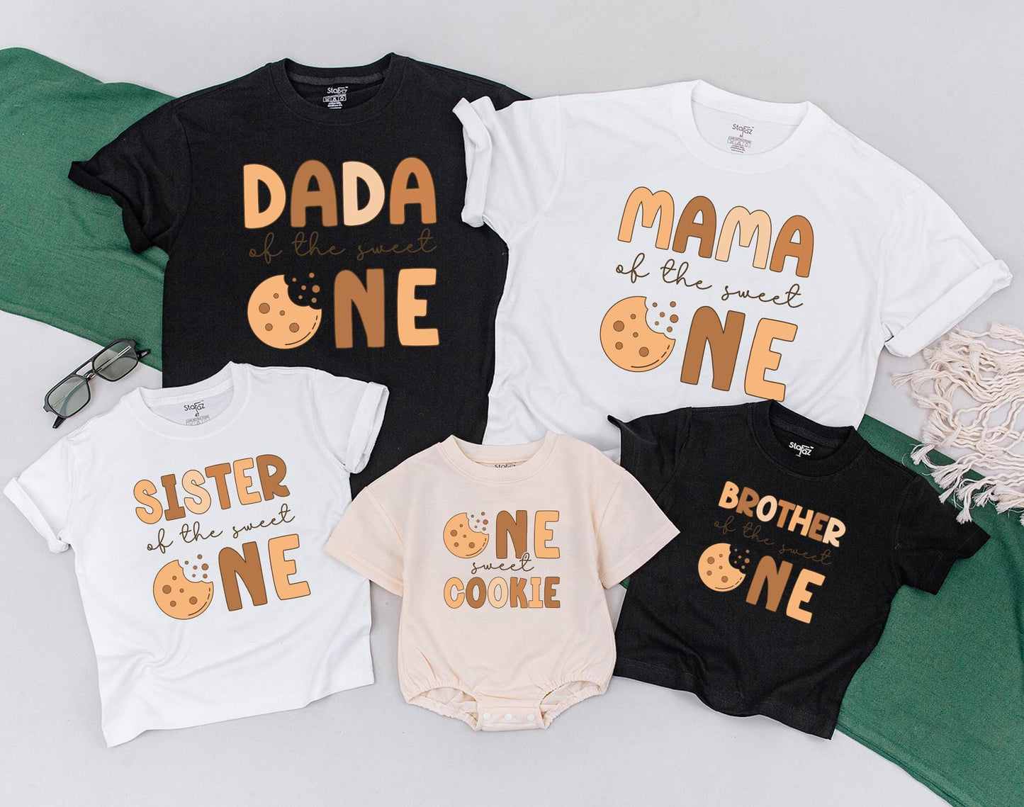 Sweet One Cookie Milk Birthday Shirt Family Matching Outfits Baby Bodysuit Mommy Me Cookie Party Theme