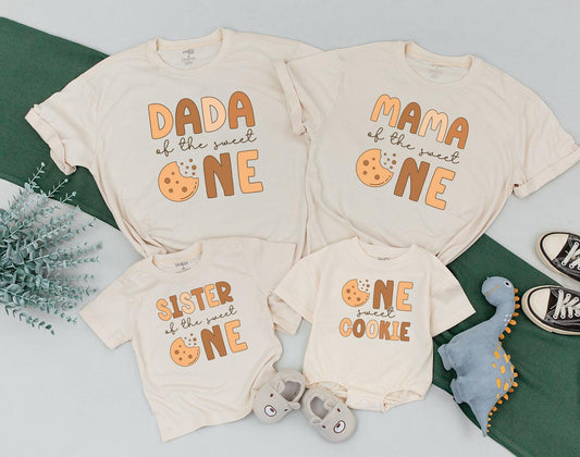 Sweet One Cookie Milk Birthday Shirt Family Matching Outfits Baby Bodysuit Mommy Me Cookie Party Theme