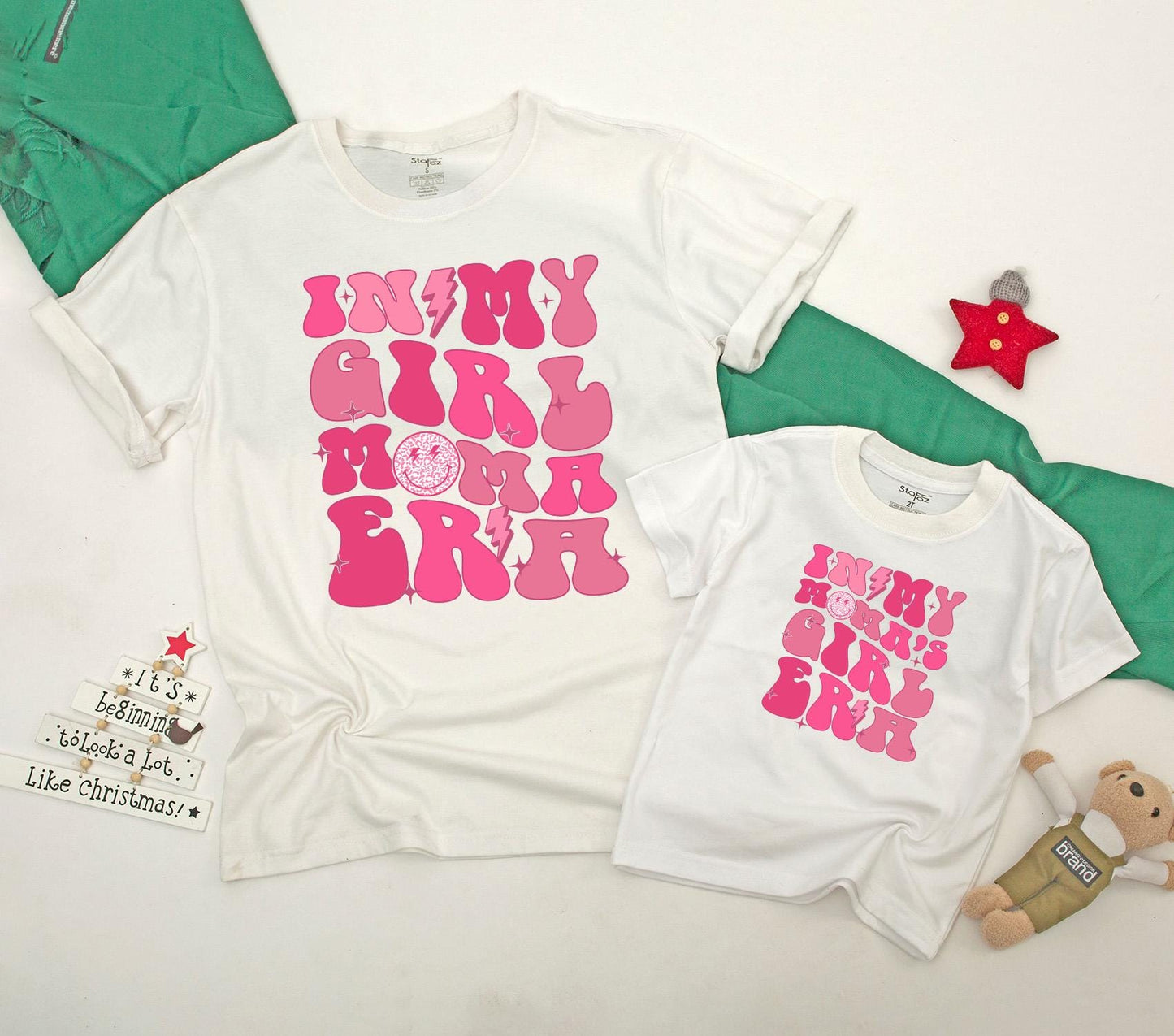 Personalized Mama and Me Matching Mom Daughter Era T-Shirt & Romper Set Cute Baby Girl Toddler Tee Outfit Gift Boho Summer Family
