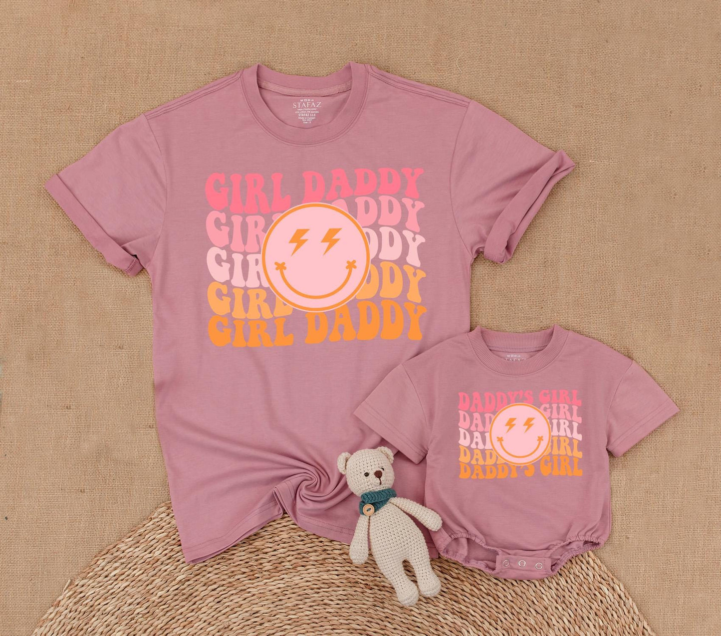 Matching Daddy's Girl & Dad Retro Smiley Face Checkered Shirts Baby & Toddler Outfits Gift for Daughter