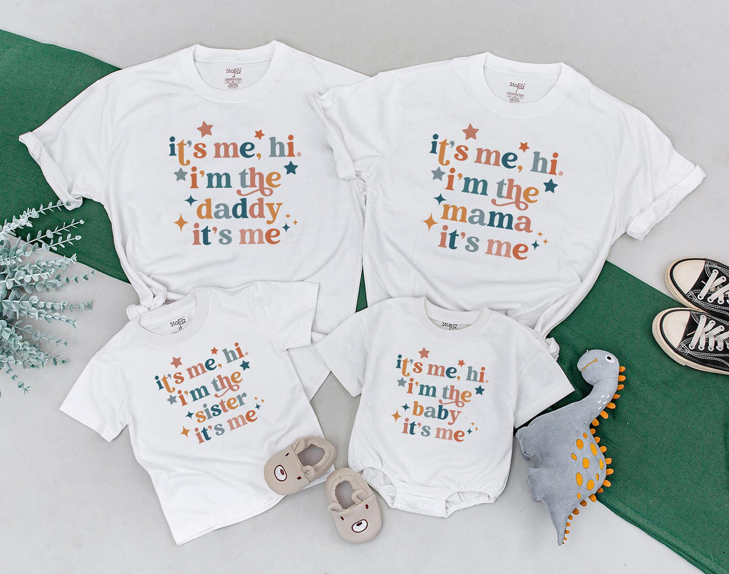 Matching Mama and Me Hi I'm The Baby Outfits for Moms and Newborns with Funny Retro Design Toddler Shirt Romper Soft Cotton First Birthday Gift