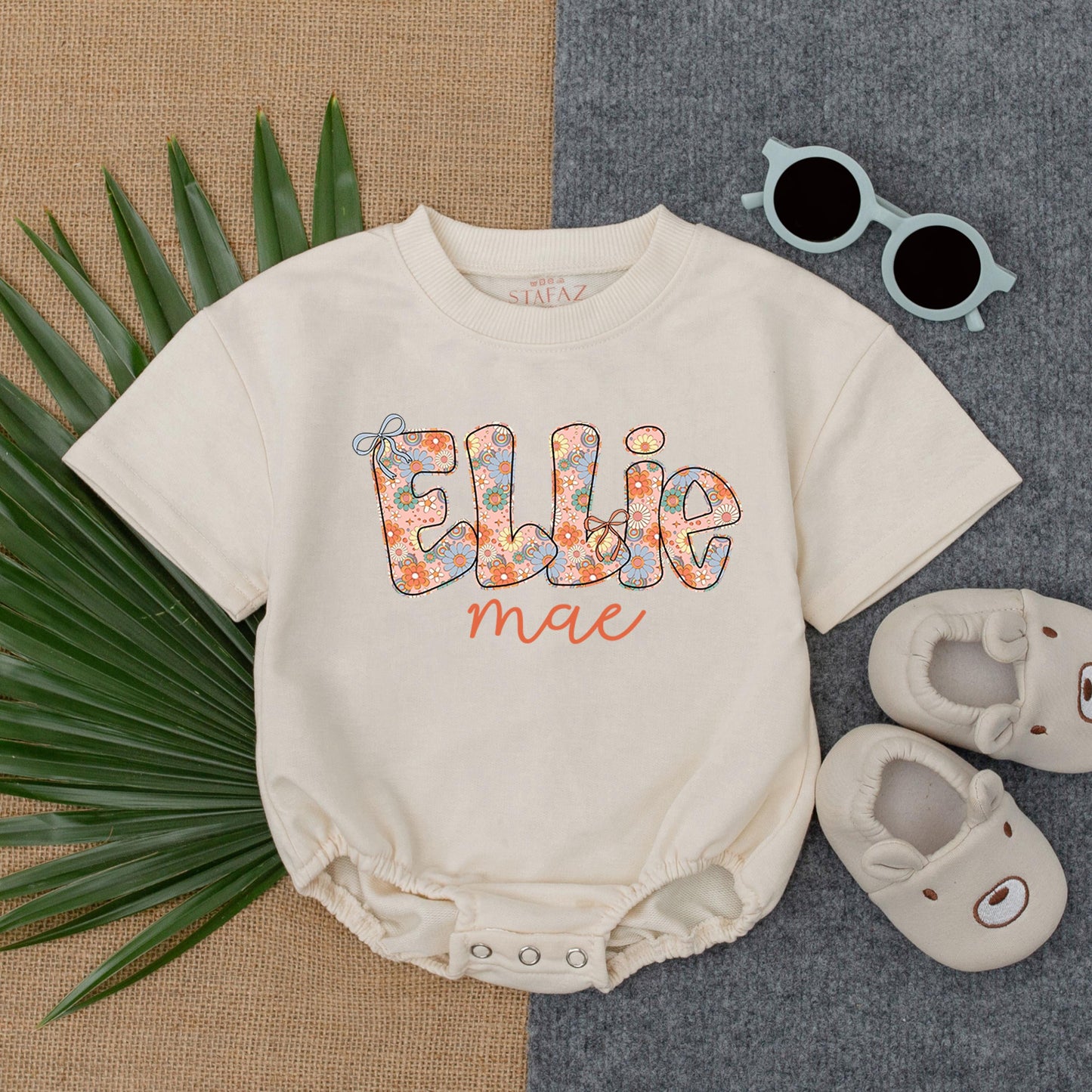 Custom Baby Girl Floral Romper | Personalized Bubble Bodysuit | Baby Shower Gift | Floral Baby Clothes | Birthday Outfit