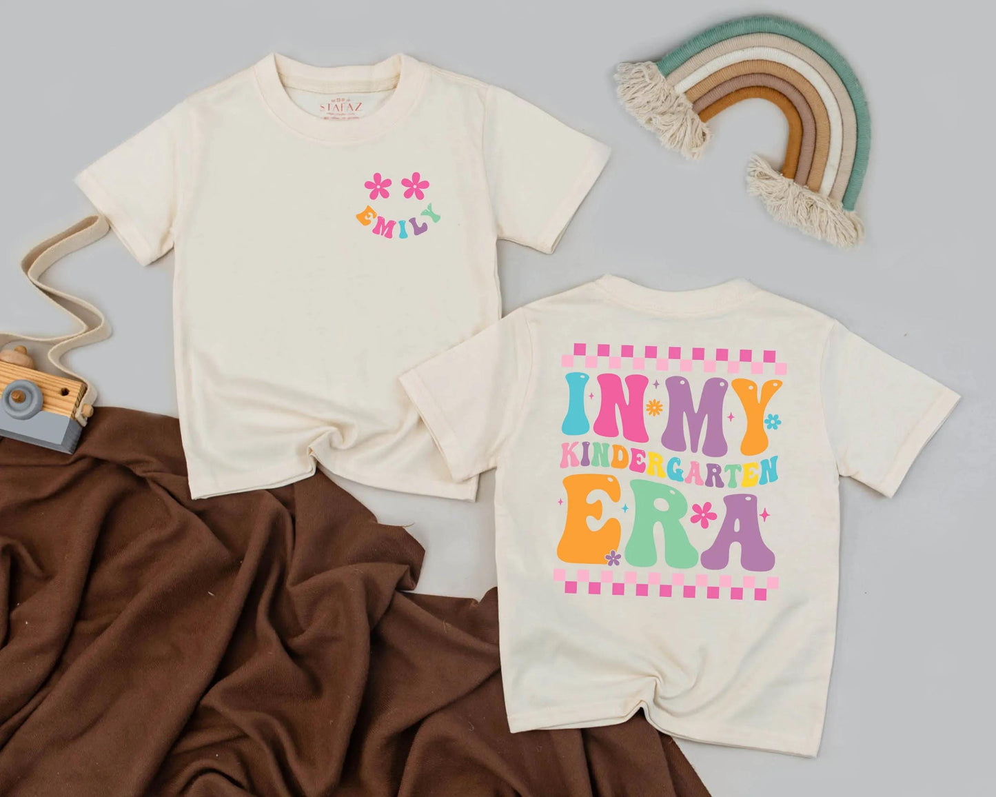 Custom Name Kindergarten Era Shirt - Back to School Toddler Tee for Girls, First Day Outfit, Personalized Preschool Gift