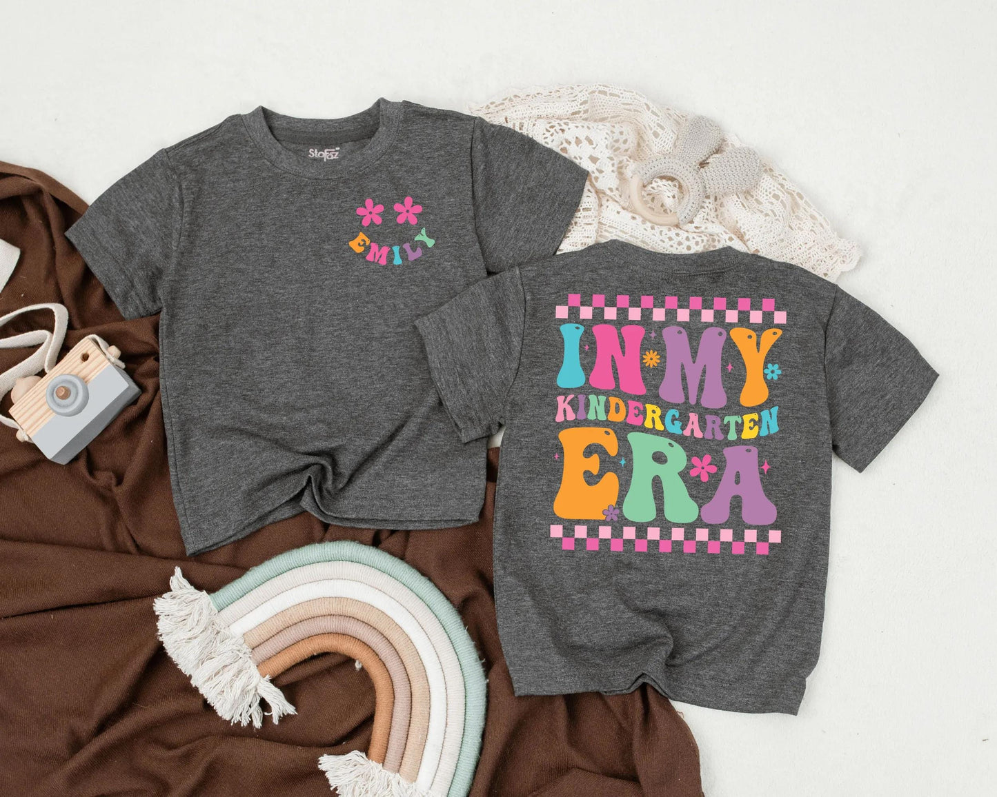 Custom Name Kindergarten Era Shirt - Back to School Toddler Tee for Girls, First Day Outfit, Personalized Preschool Gift