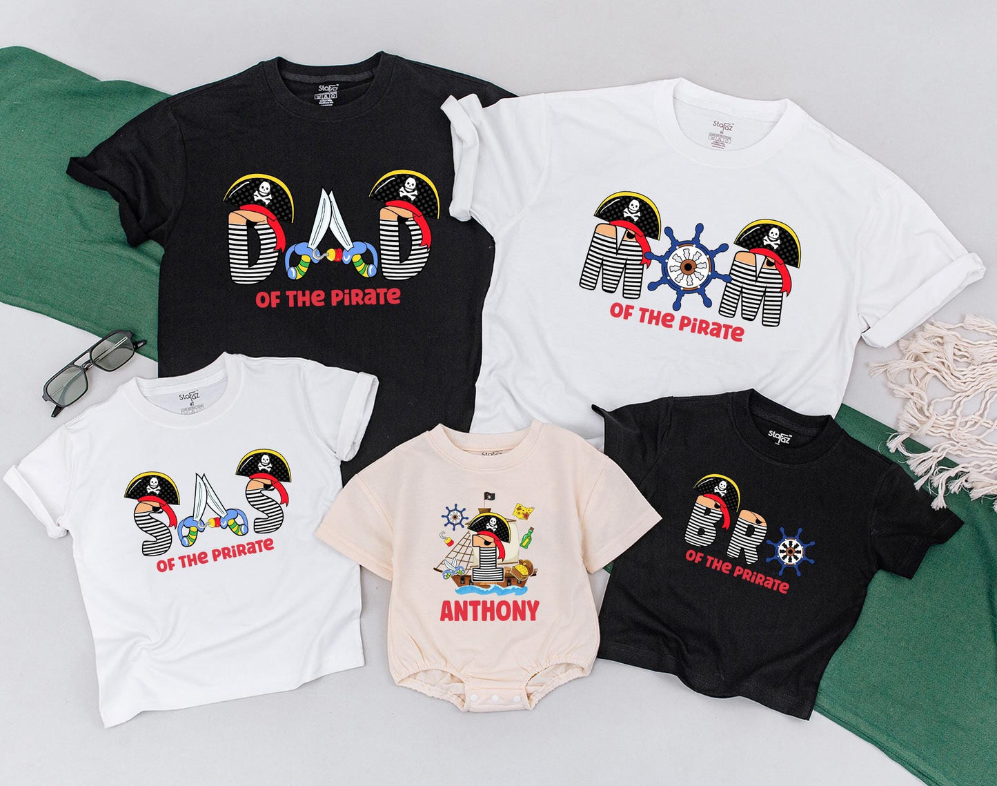 Matching Family Pirate Birthday Shirts: First Birthday Boy Romper, Father & Son Pirate Outfit, Baby Boy Clothes, Custom Pirate Party