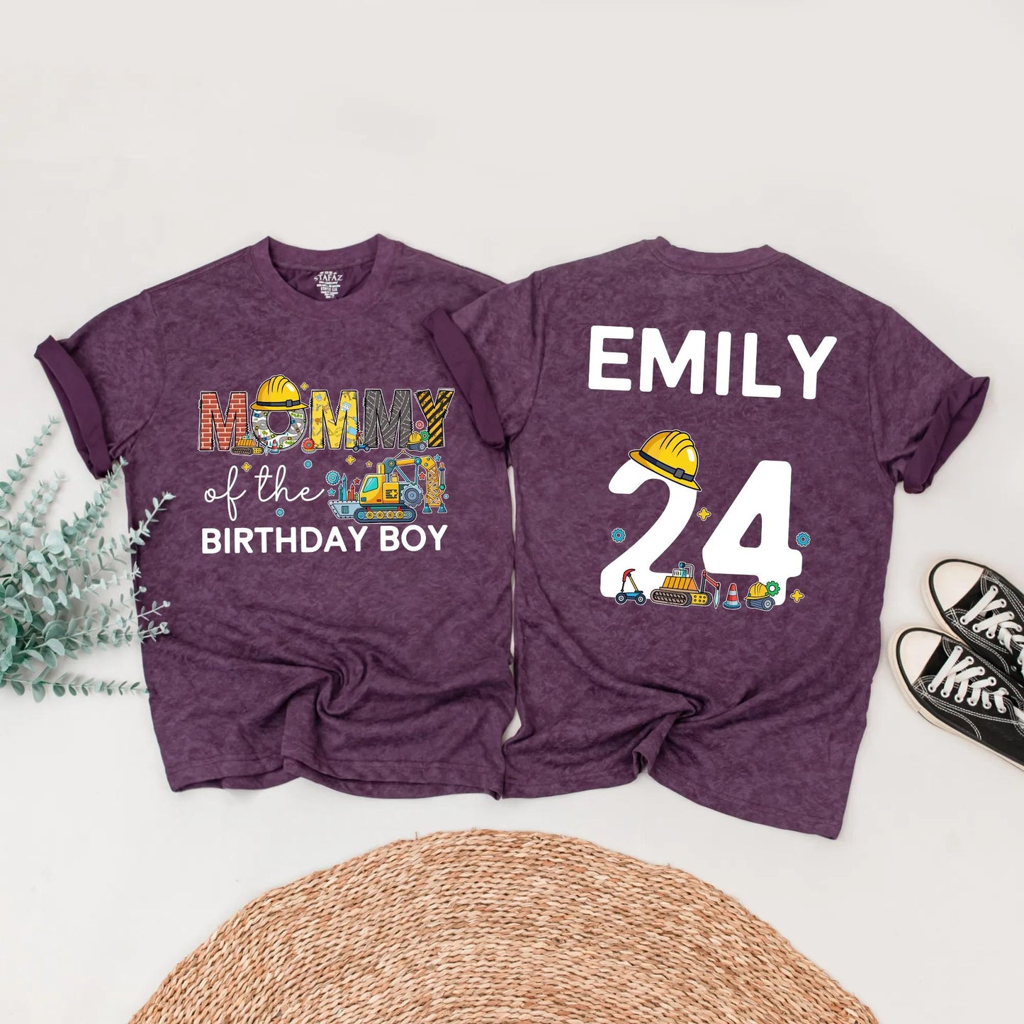 Birthday Boy Construction Crew Shirt, Digger Truck Party Outfit for Baby, Toddler and Kids, Brick Letter Name Tee, Matching Family Builder Celebration!