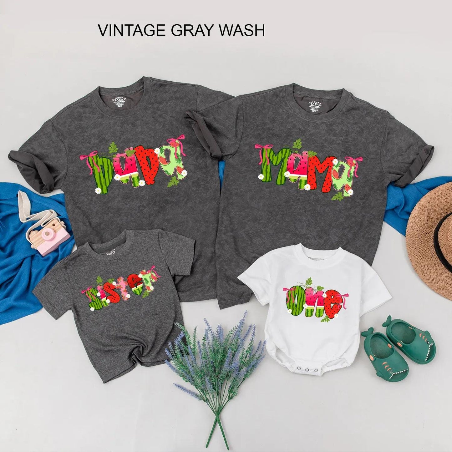 Watermelon Summer Family Matching Shirts Cute Fruit Outfit for Mom Dad Sister Baby Custom Vacation Tees