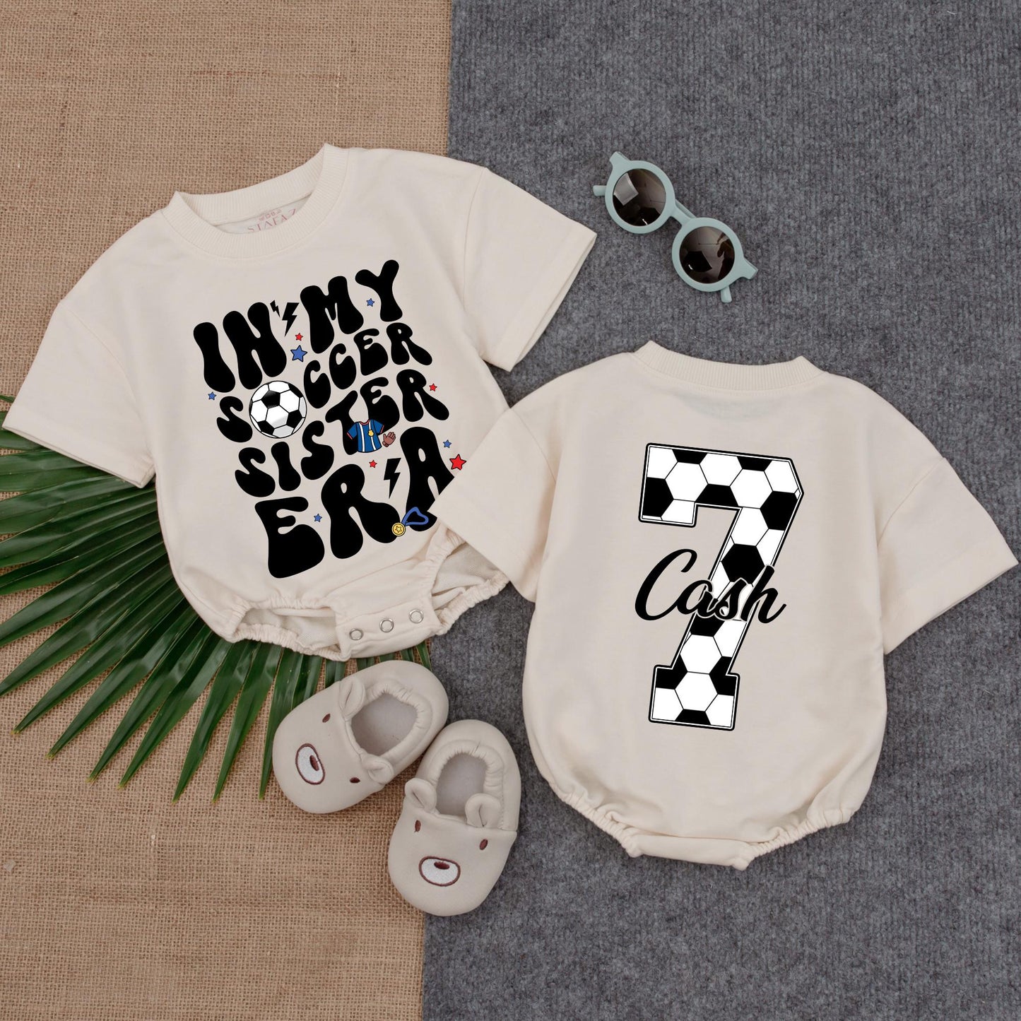 Soccer Sister Era Bubble Romper Gameday Outfit for Little Girls Soccer Lover Gift