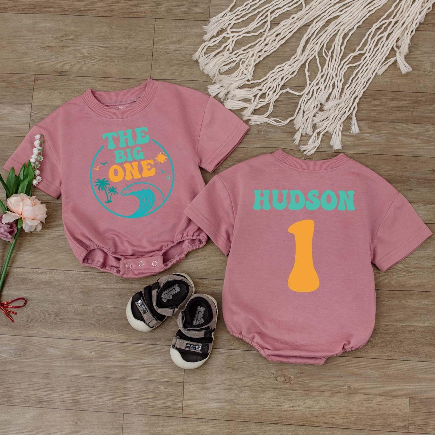 Custom Summer First Birthday Boy Romper Ocean Theme The Big One Outfit Soft Comfortable Coastal Baby Bodysuit Island Vacation Style