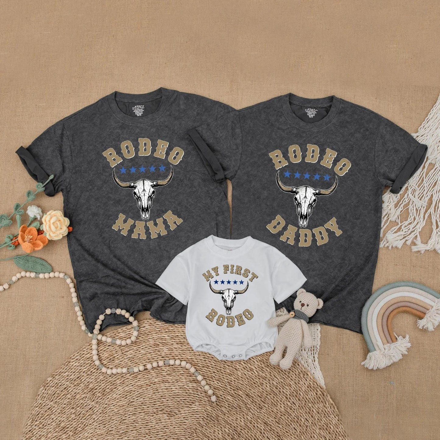 My First Rodeo Family Birthday Matching Shirt Cowboy Theme Wild West Western Outfits Birthday Boy Mama Outfit