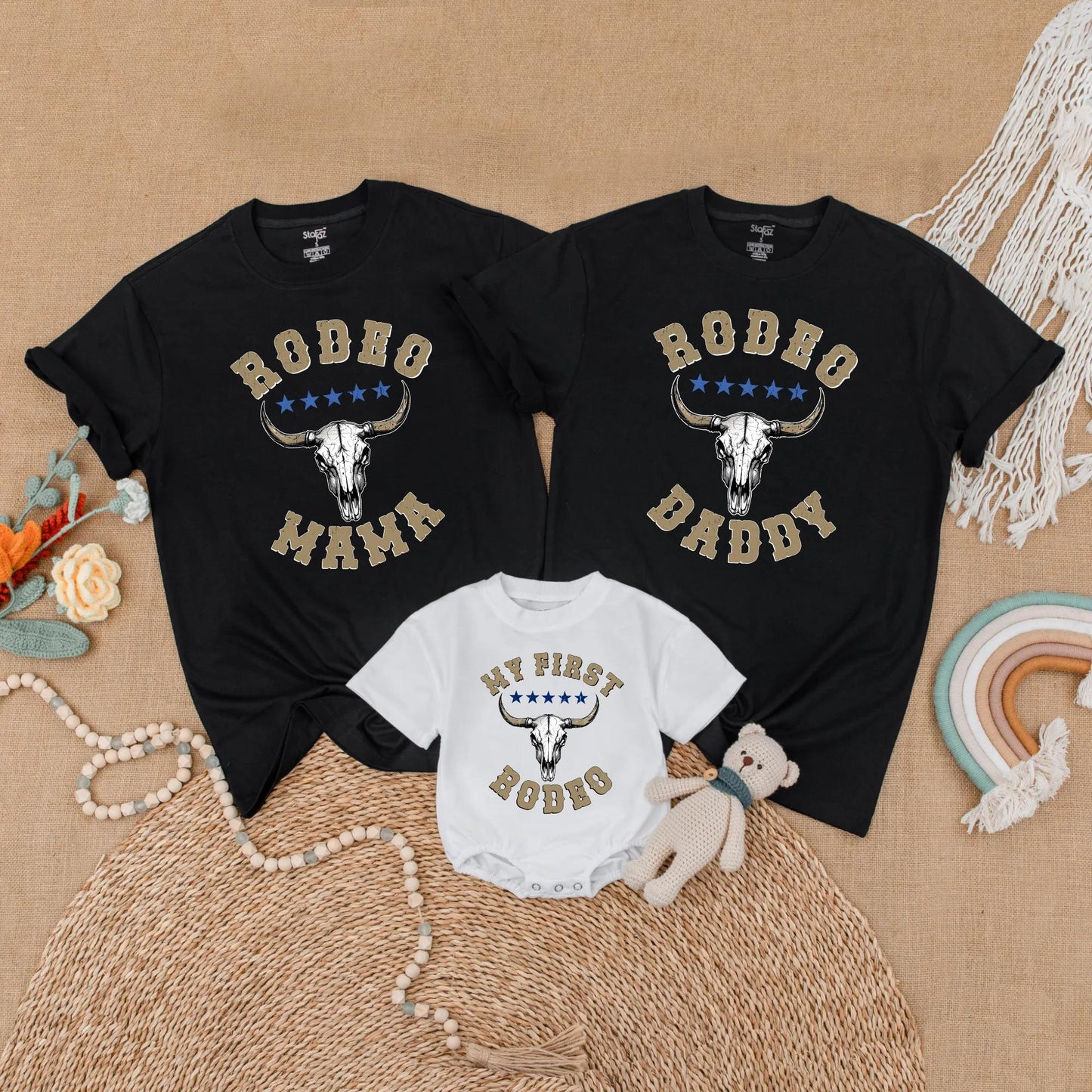My First Rodeo Family Birthday Matching Shirt Cowboy Theme Wild West Western Outfits Birthday Boy Mama Outfit