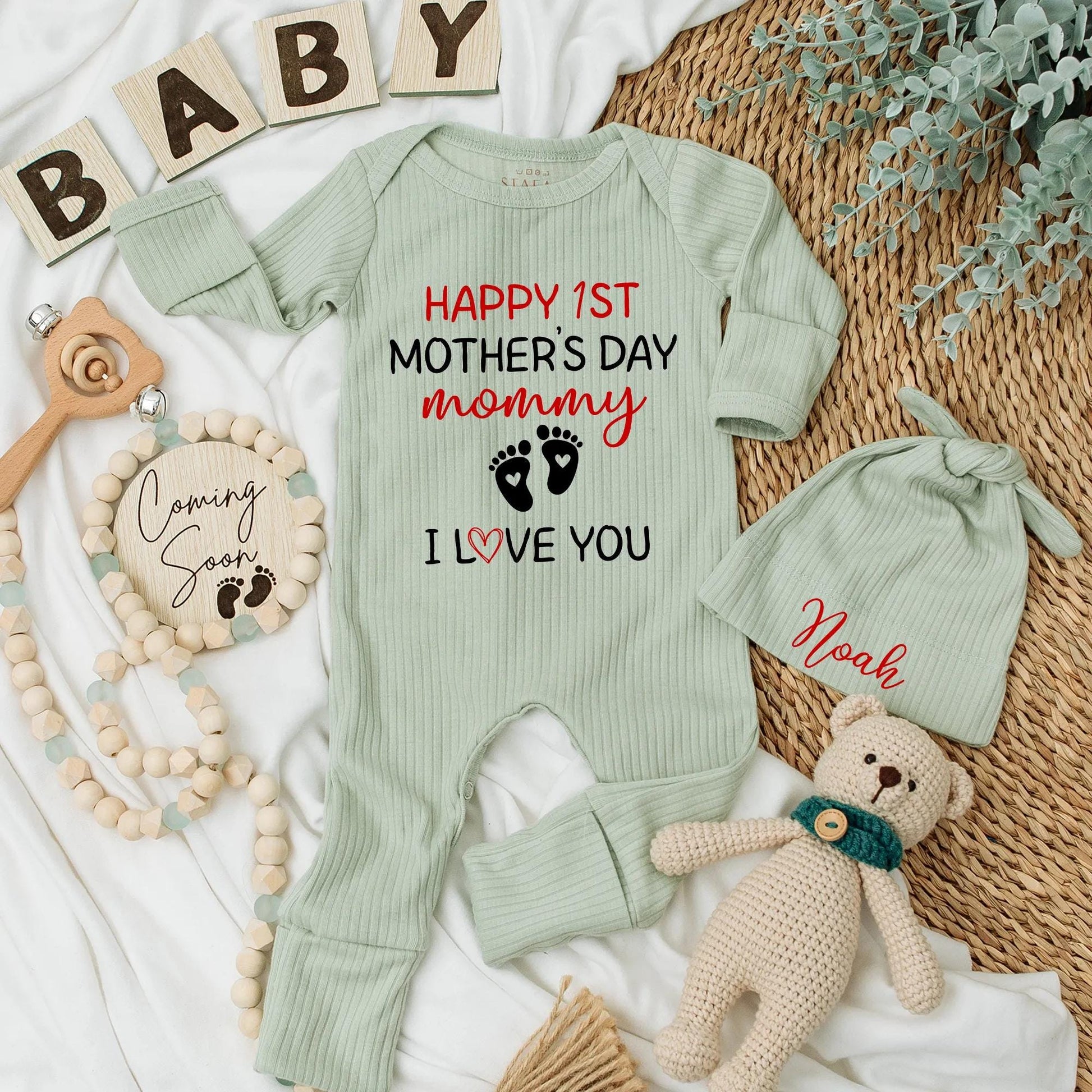 First Mother's Day Custom Baby Bodysuit Gift Mom Newborn Personalized Name Outfit Baby Shower Coming Home
