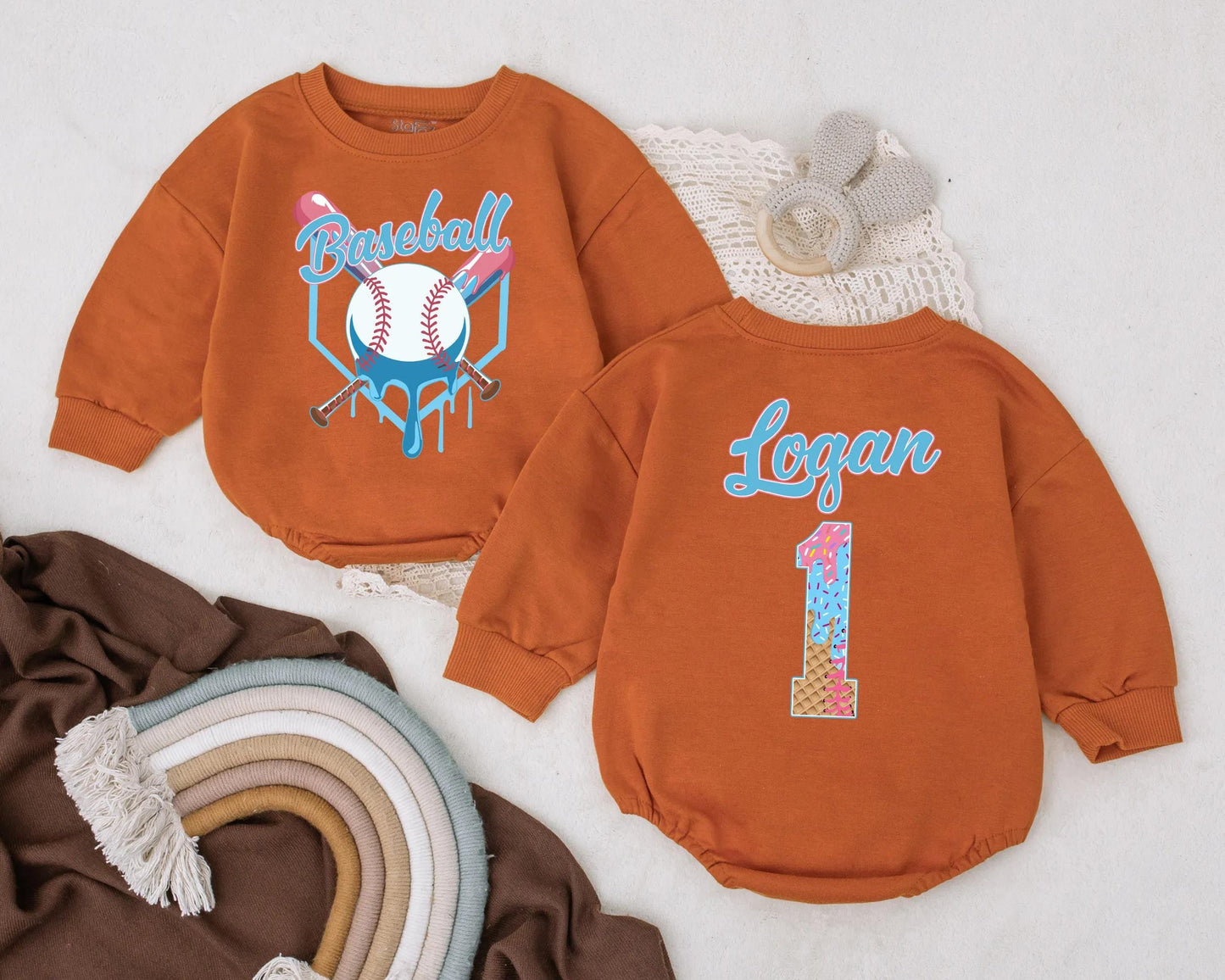 Baseball Birthday Baby Boy Romper – Personalized First Birthday Outfit with Custom Name, Cake Smash Sports Theme, Summer Baby Gift