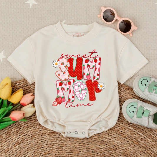 Sweet Summer Time Baby Girl Bubble Romper Cute Fruit Theme Vacation Outfit Toddler Bodysuit for Summer Fun