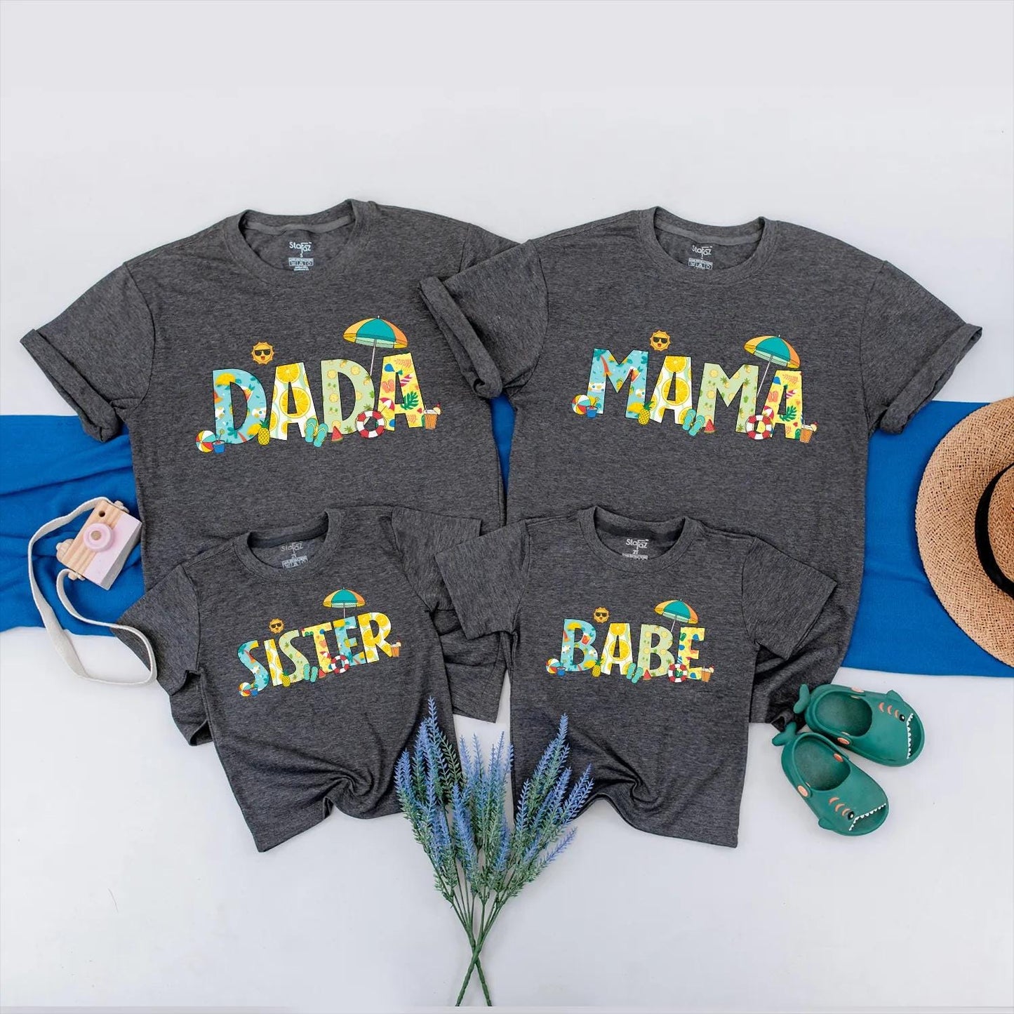 Summer Family Birthday Beach Matching Tees Cute Outfits for Mom Dad Sister Baby Custom Vacation Party