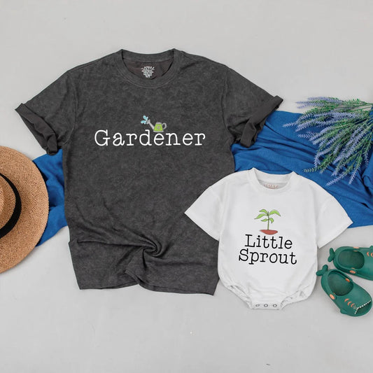 Gardener and Little Sprout Matching Shirts Cute Mommy and Me Gardening Outfits Ideal Baby Shower or First Mother’s Day Gift