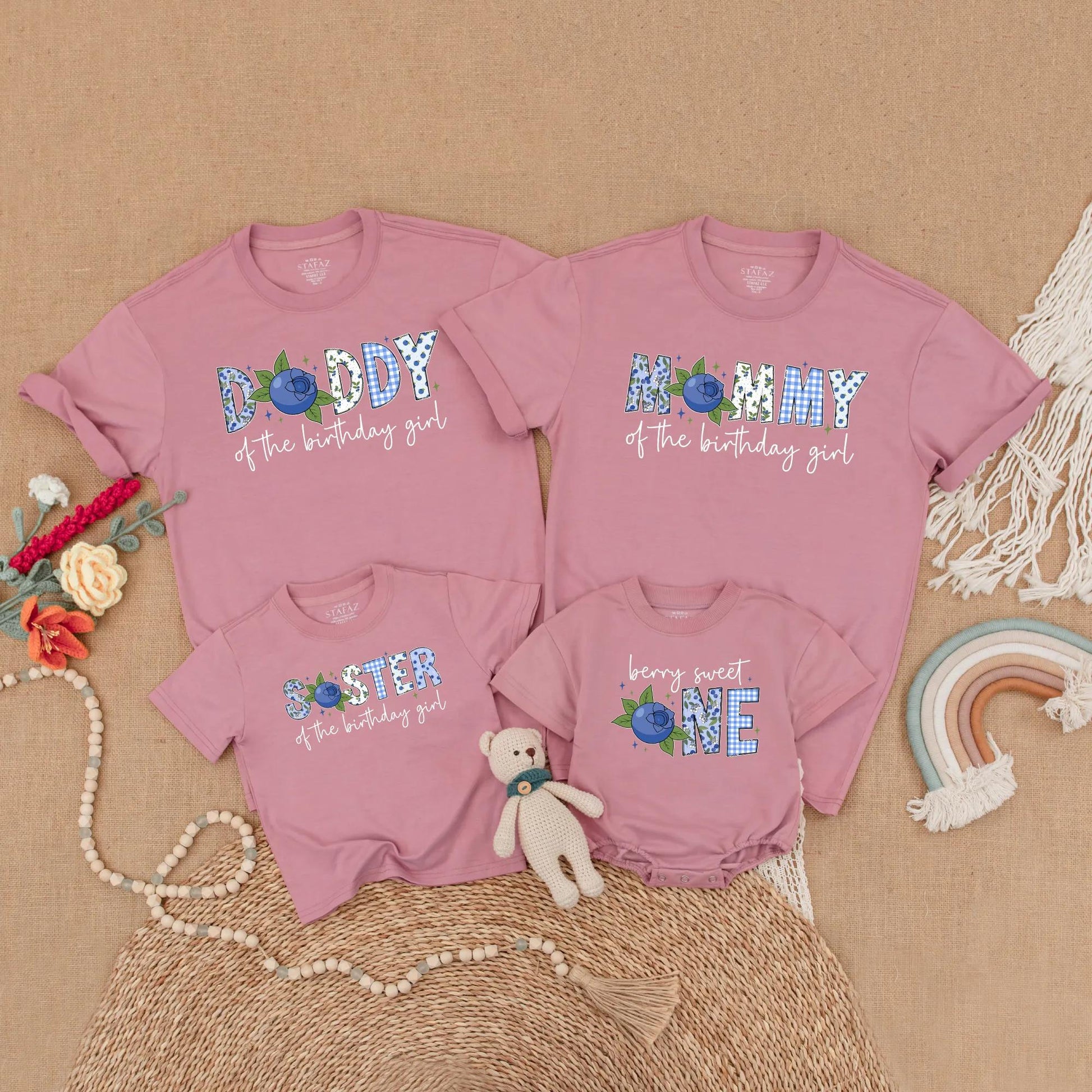 Sweet One Blueberry Birthday Matching Shirts for Family Berry First Birthday Celebration Baby Girl Party Clothes Summer