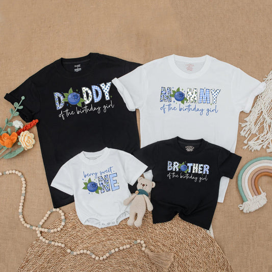 Sweet One Blueberry Birthday Matching Shirts for Family Berry First Birthday Celebration Baby Girl Party Clothes Summer