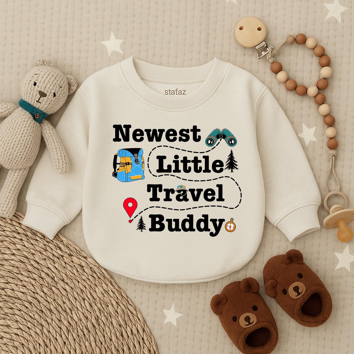 Little Travel Buddy Bubble Romper Adventure Baby Shower Gift Outdoor Explorer Outfit for New Moms & Traveling Parents