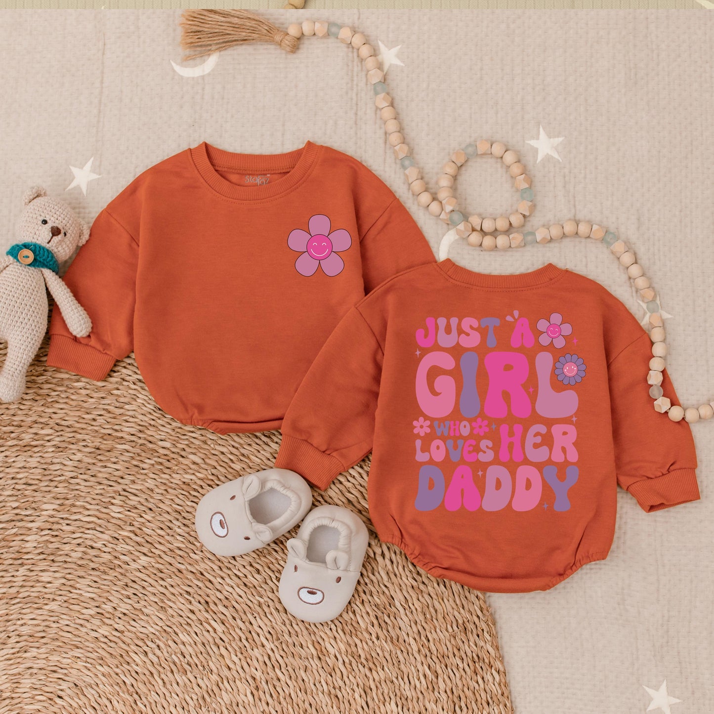 Daddy's Girl Bubble Romper for Baby Girl Cute Daddy Daughter Matching Outfit Father's Day Gift Idea