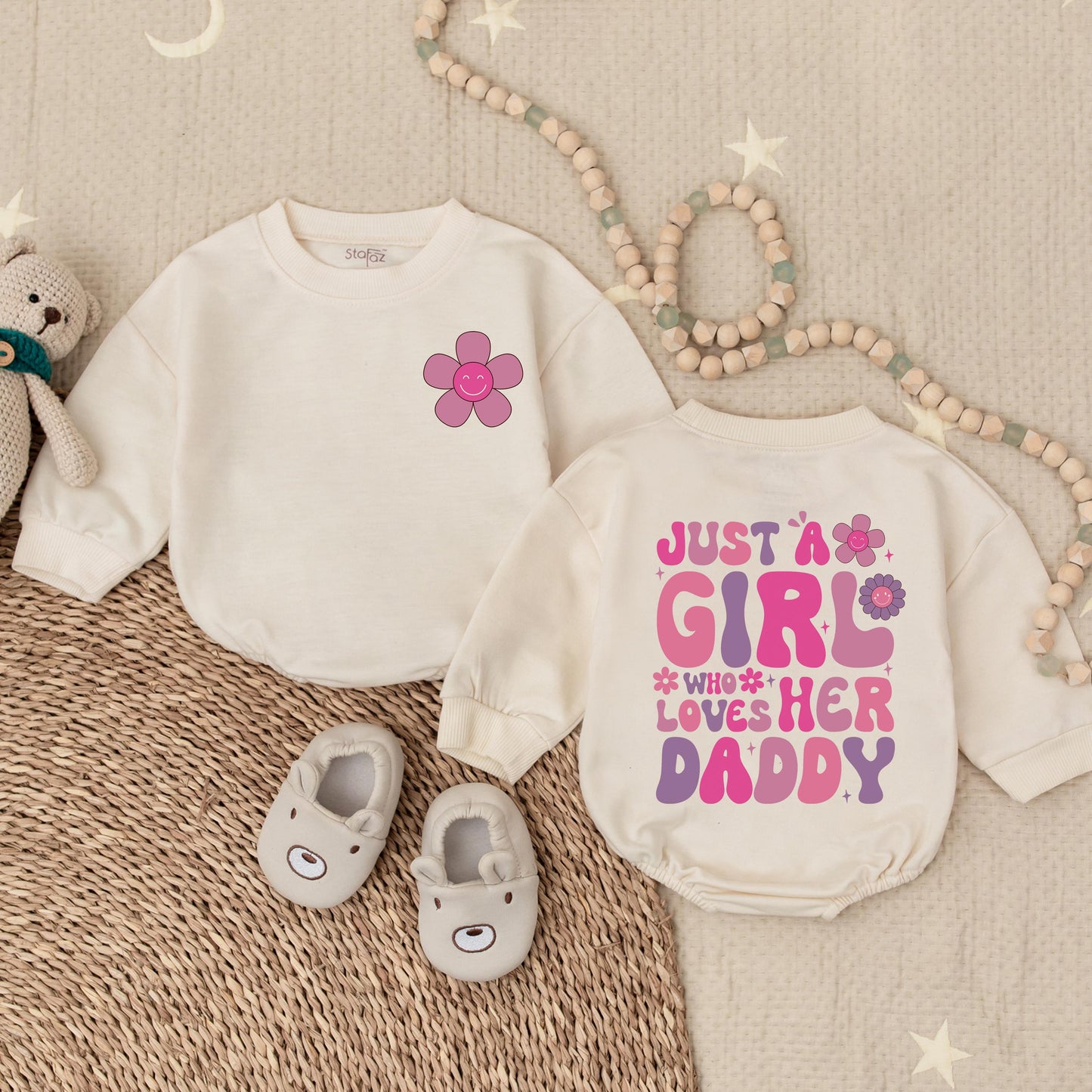 Daddy's Girl Bubble Romper for Baby Girl Cute Daddy Daughter Matching Outfit Father's Day Gift Idea