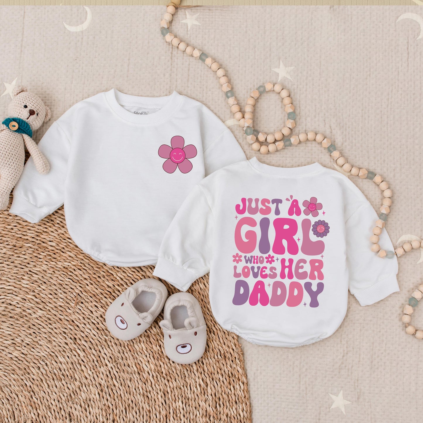 Daddy's Girl Bubble Romper for Baby Girl Cute Daddy Daughter Matching Outfit Father's Day Gift Idea