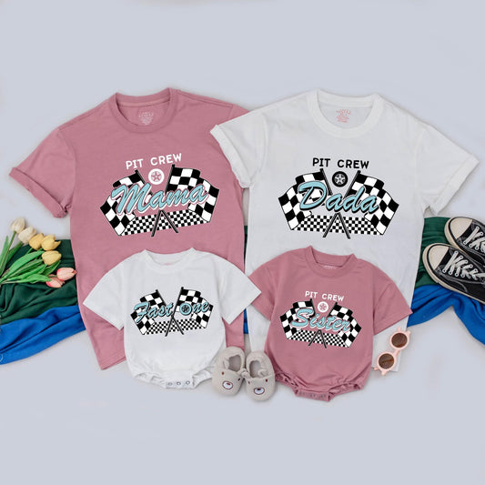 Personalized Fast One Birthday T-Shirt: Race Car Family Matching Outfits for 1st Birthday Boy & Mommy & Me