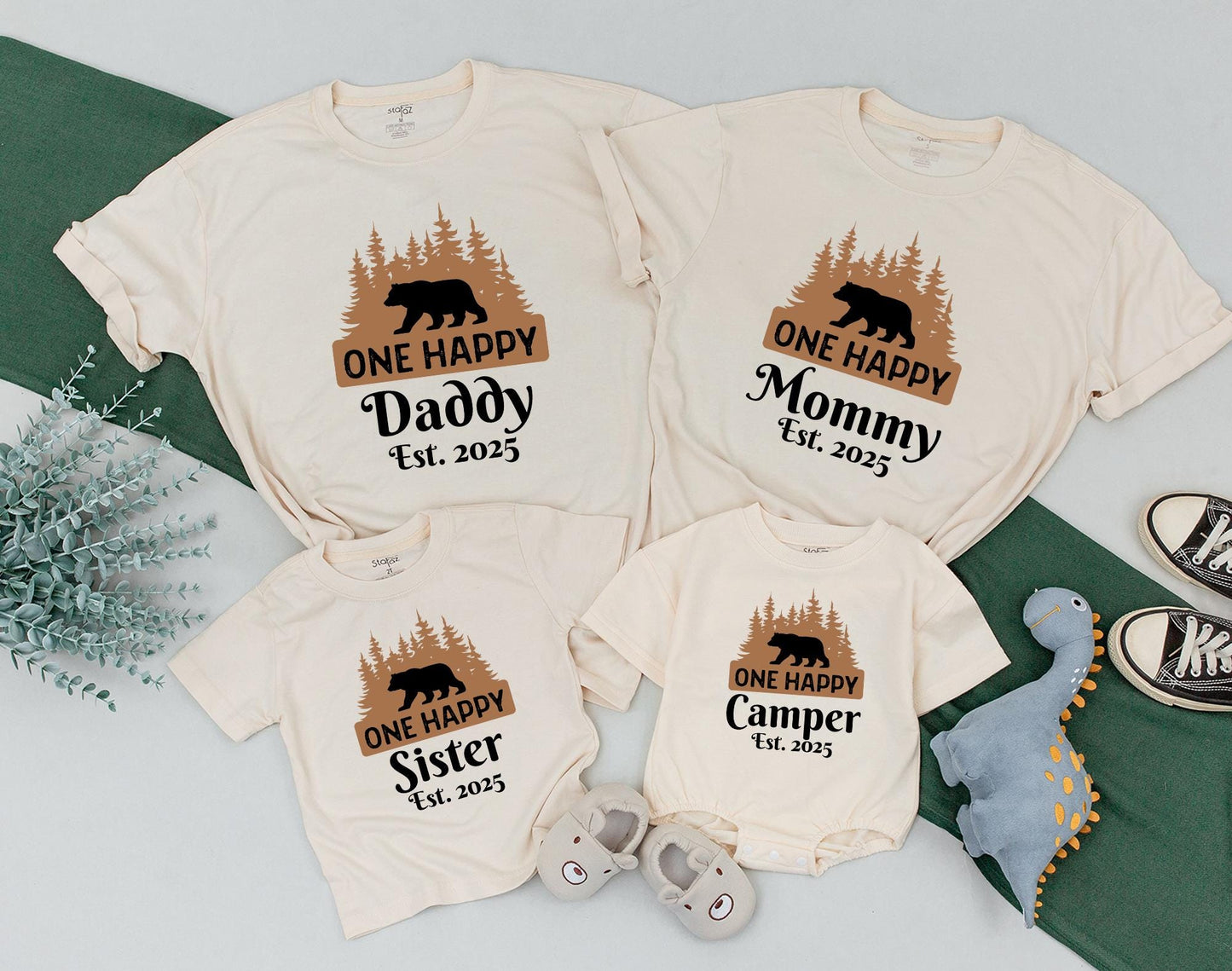 One Happy Camper First Birthday Matching Family Shirts for Baby Boy 1st Bday Outfit and Mommy & Me Tees Comfortable Cotton Celebration