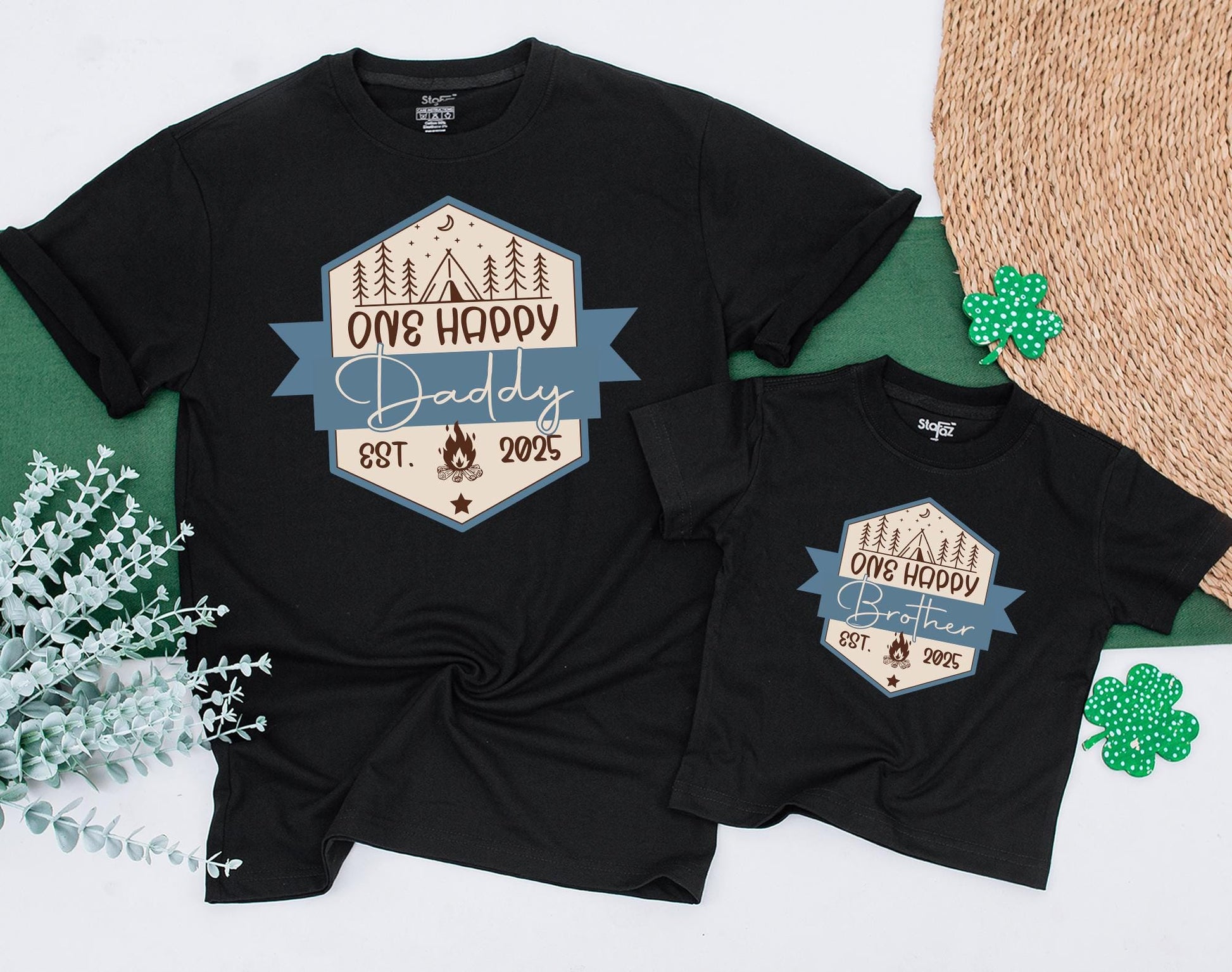 One Happy Camper Family Matching Shirts First Birthday Outfit for Mom Dad Baby Boy Girl Camping Theme Party Celebration Comfortable Cotton