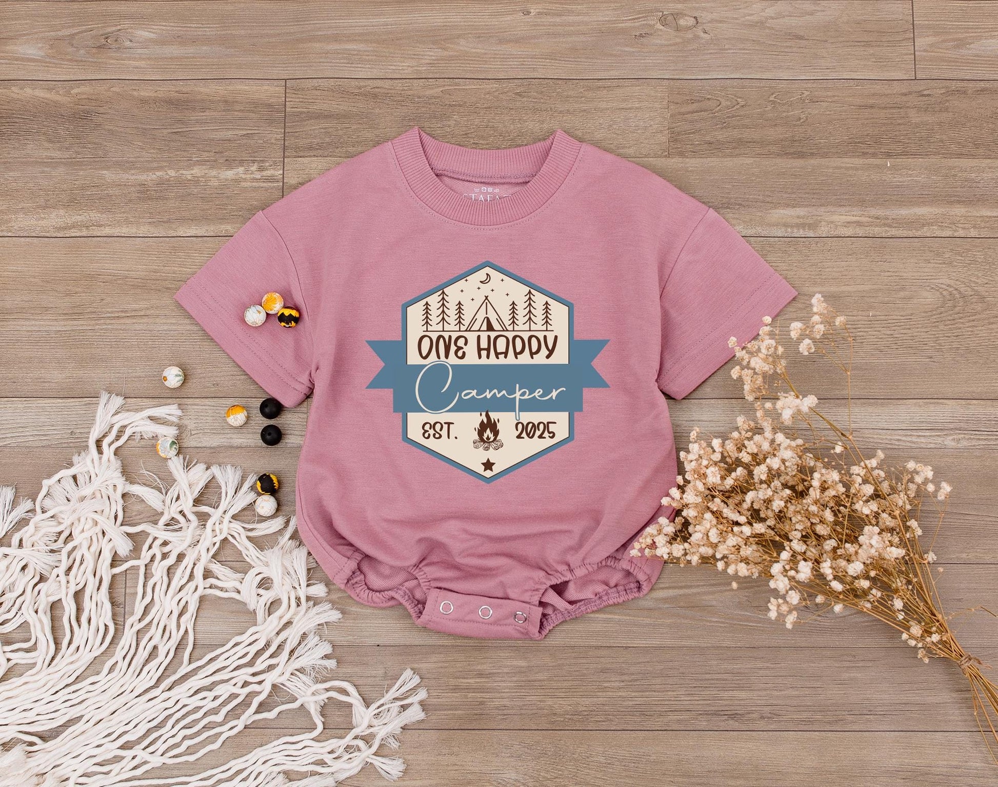 One Happy Camper Family Matching Shirts First Birthday Outfit for Mom Dad Baby Boy Girl Camping Theme Party Celebration Comfortable Cotton