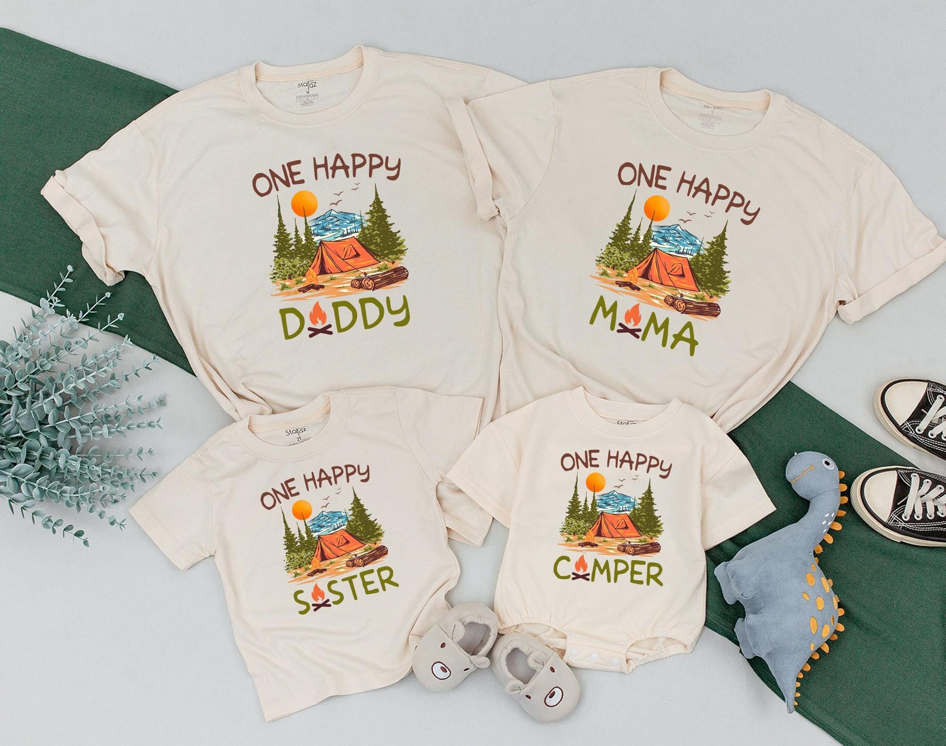 One Happy Camper First Birthday Matching Family Shirts for Boys Camping Party Outfits Fun Celebration Tees for Mom Dad Baby
