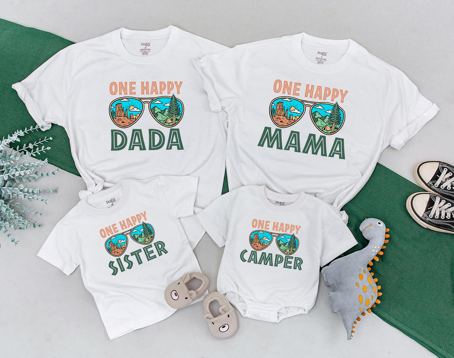 One Happy Camper First Birthday Shirts Family Matching Outfit Set Camping Crew Celebration Clothes for Mom Dad Boy Girl One Year Old Vacation Trip