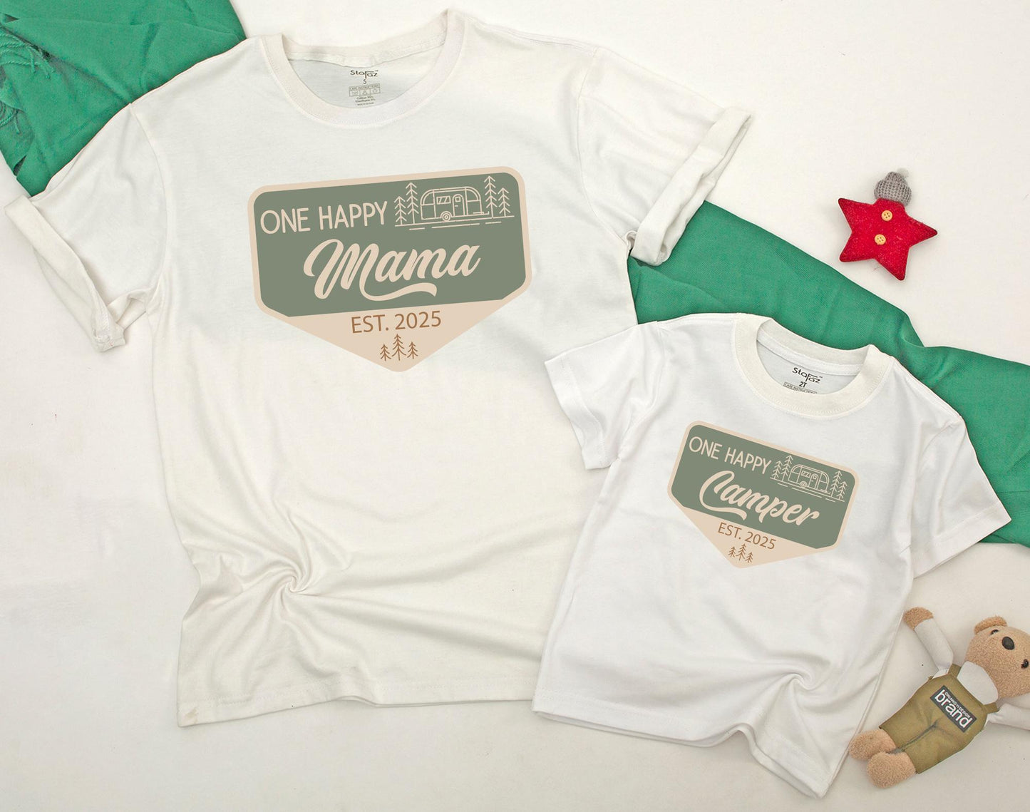 One Happy Camper 1st Birthday Family Shirts | Matching Boy Outfit, First Camper Birthday Baby Romper, Camp Birthday Tee Gift (136 chars)