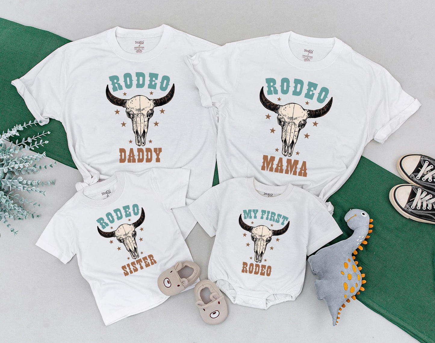 My First Rodeo Matching Family Shirts Baby Bodysuit Toddler Cowboy Cowgirl Outfit First Birthday Wild West Farm Celebration Gift