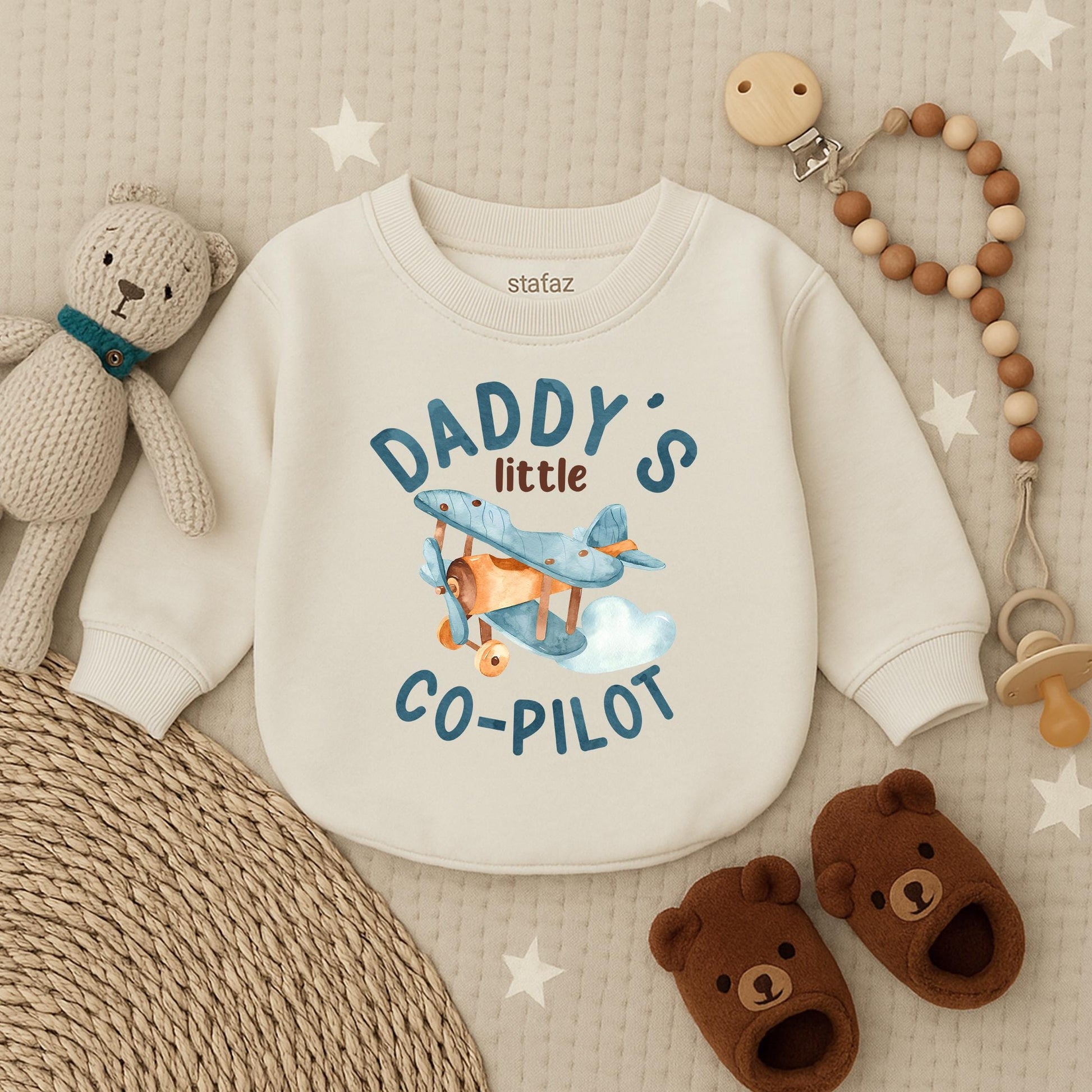 Daddy’s Co-Pilot Bubble Romper Cute Infant Outfit First Father’s Day Baby Boy Gift Matching Dad and Baby Outfit Idea Soft Cotton Comfortable