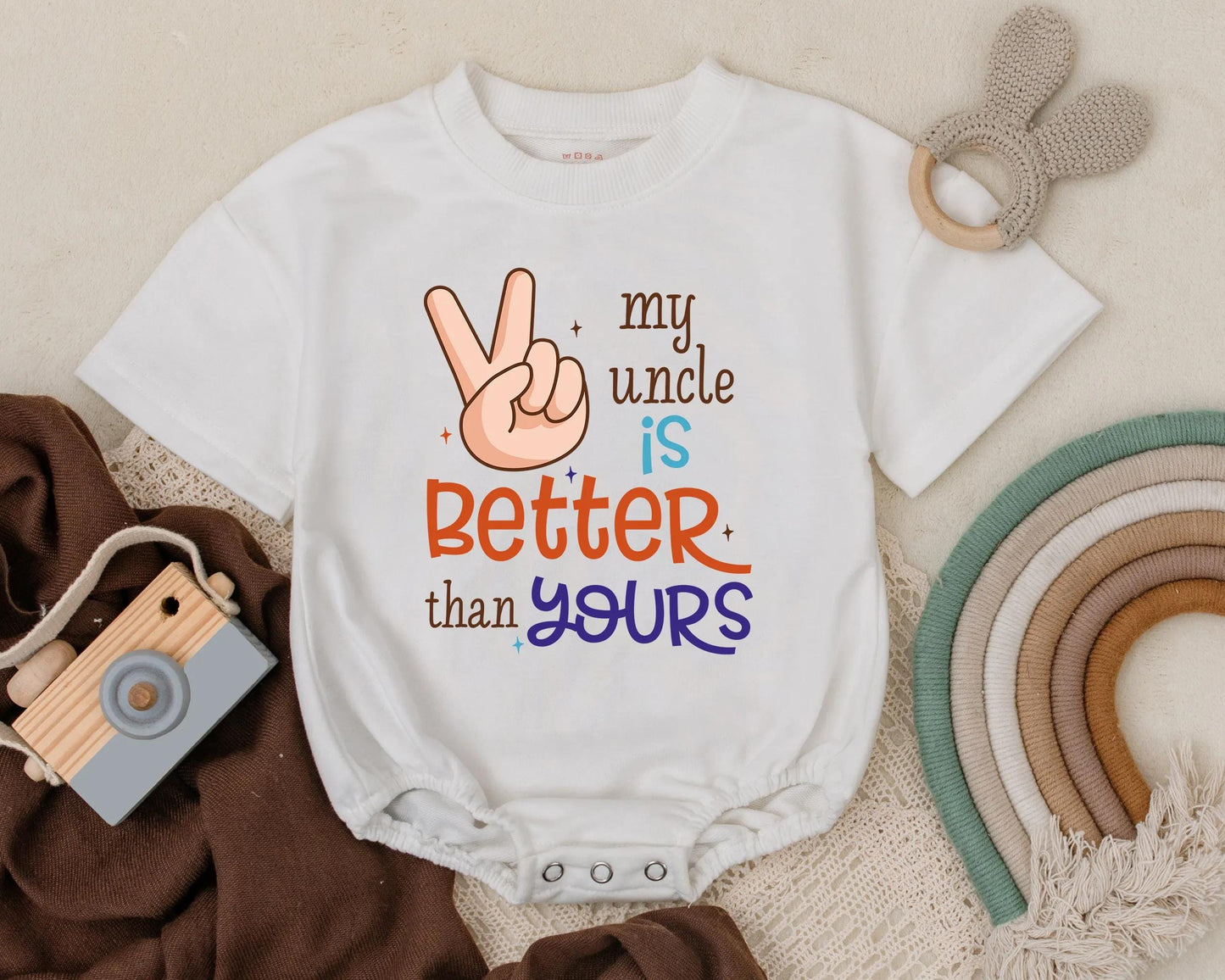 Funny Uncle Baby Romper My Uncle Is Better Than Yours Cool Retro Baby Gift Bodysuit for Nephew Niece Shower Outfit