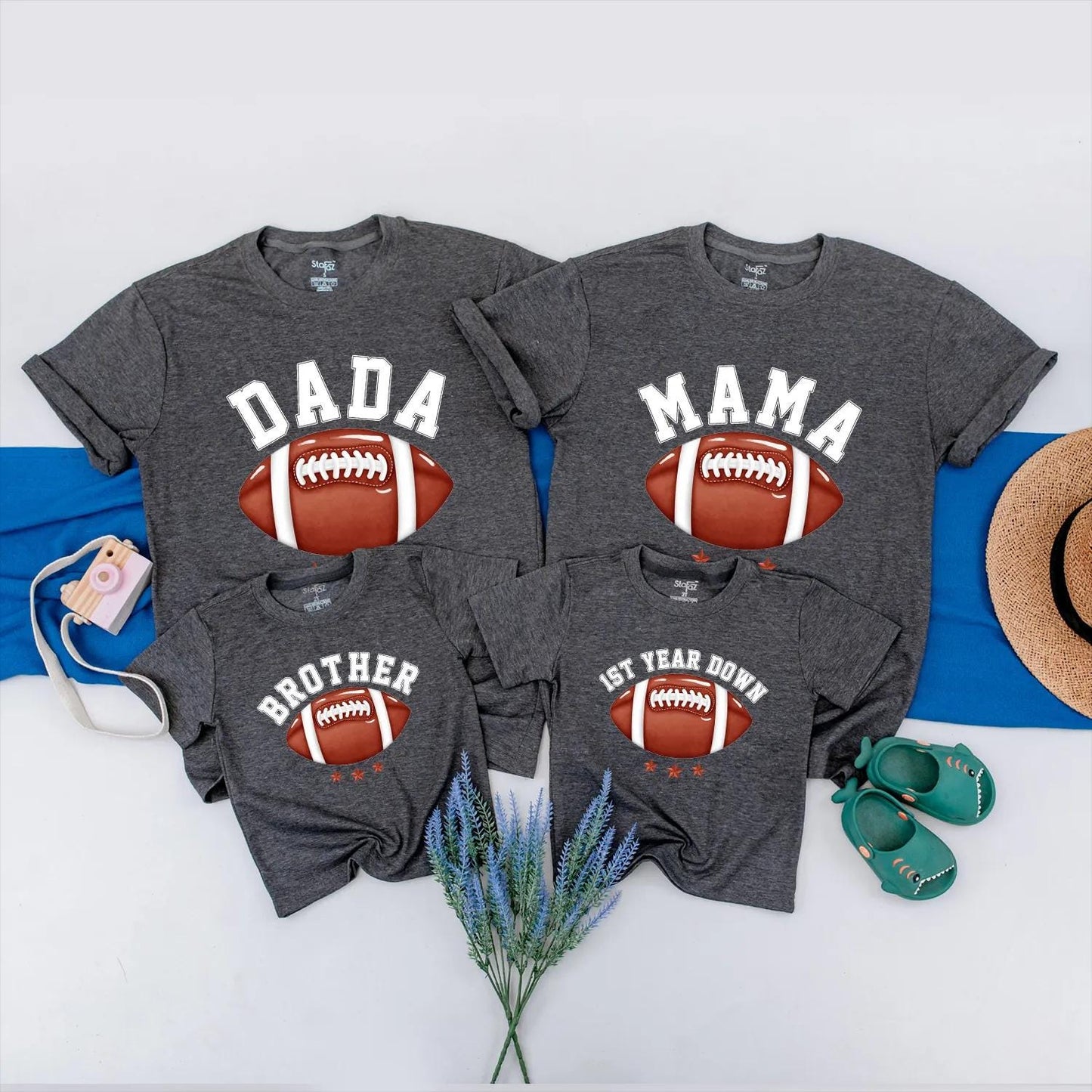Matching Football 1st Birthday Family Shirts - Personalized Boy's First Birthday Outfit, Custom Game Day Tees, Daddy & Me