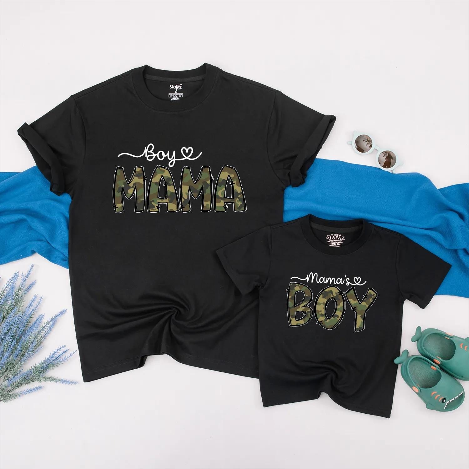 Boy Mama Shirt and Mama's Boy Camo Romper Matching Mom Son Outfit Set, Adorable Baby Boy Clothes, Comfortable Cotton Mother Son Gift