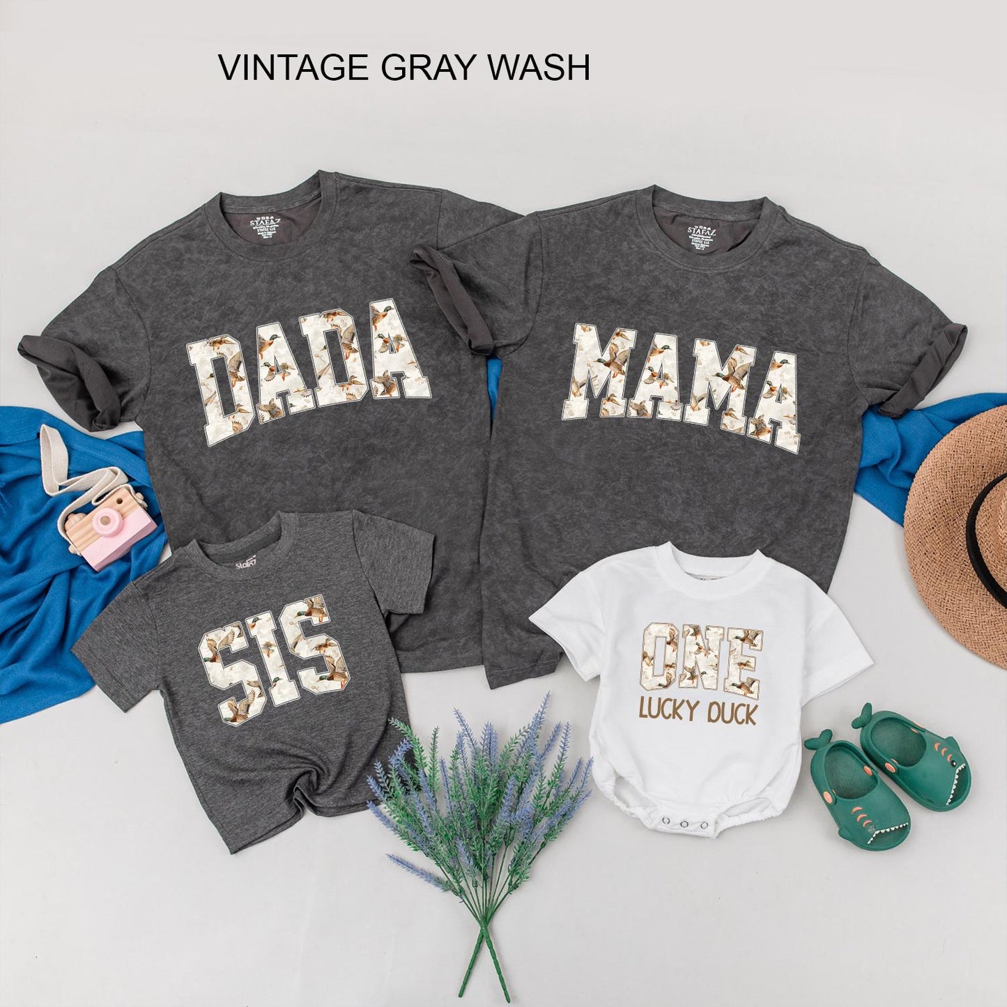 One Lucky Duck First Birthday Family Matching Shirts & Mama Dad Duck 1st Birthday Party Outfit