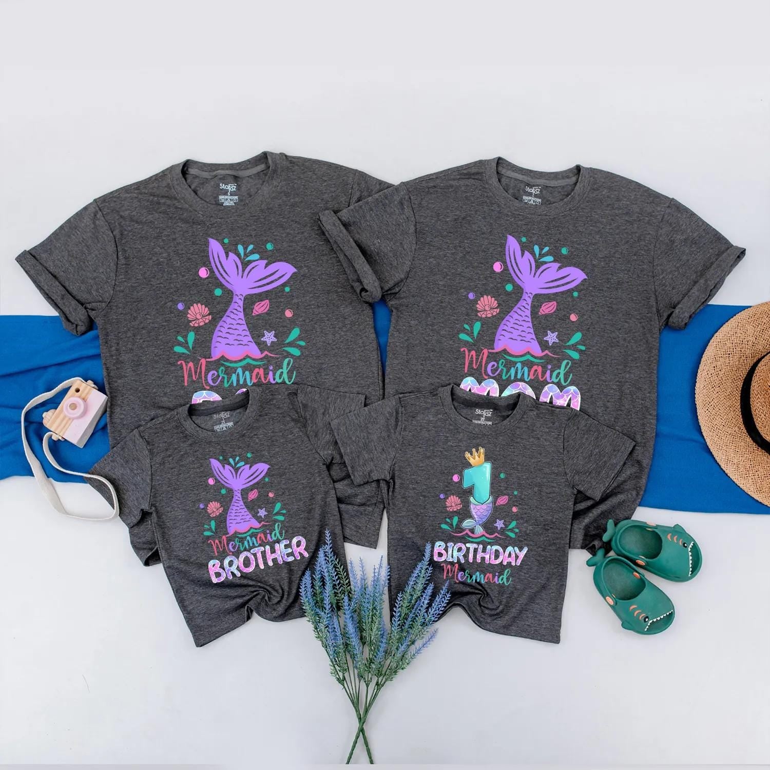 Matching Oneder the Sea Birthday Girl Shirts, Mermaid 1st Birthday Family Outfits, Ocean Animals Party, Custom