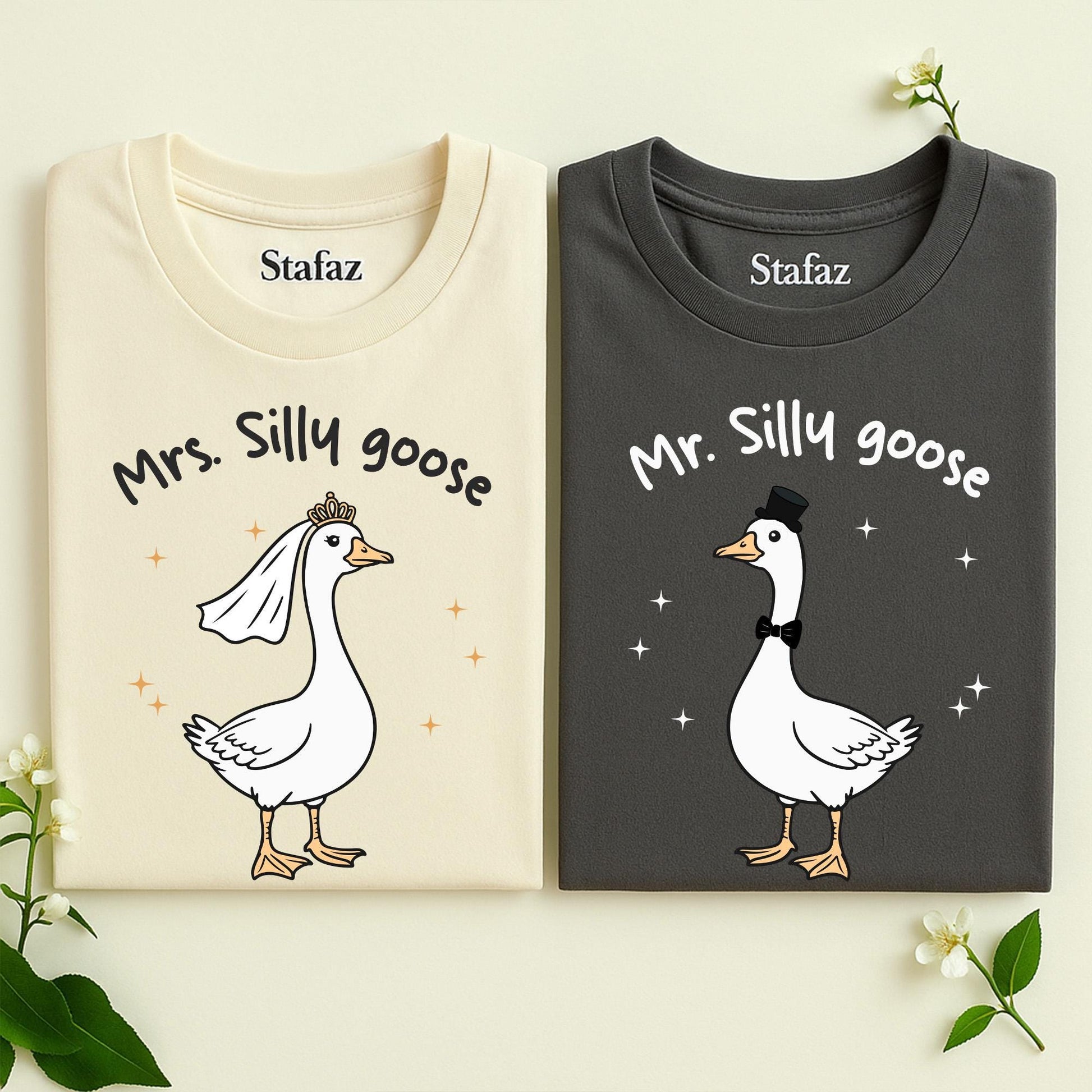 Mrs. Silly Goose Bride Shirt Matching Couple Gift, Funny Goose Bride To Be Tee, Newlywed Honeymoon Outfit, Engagement Gift, Wedding