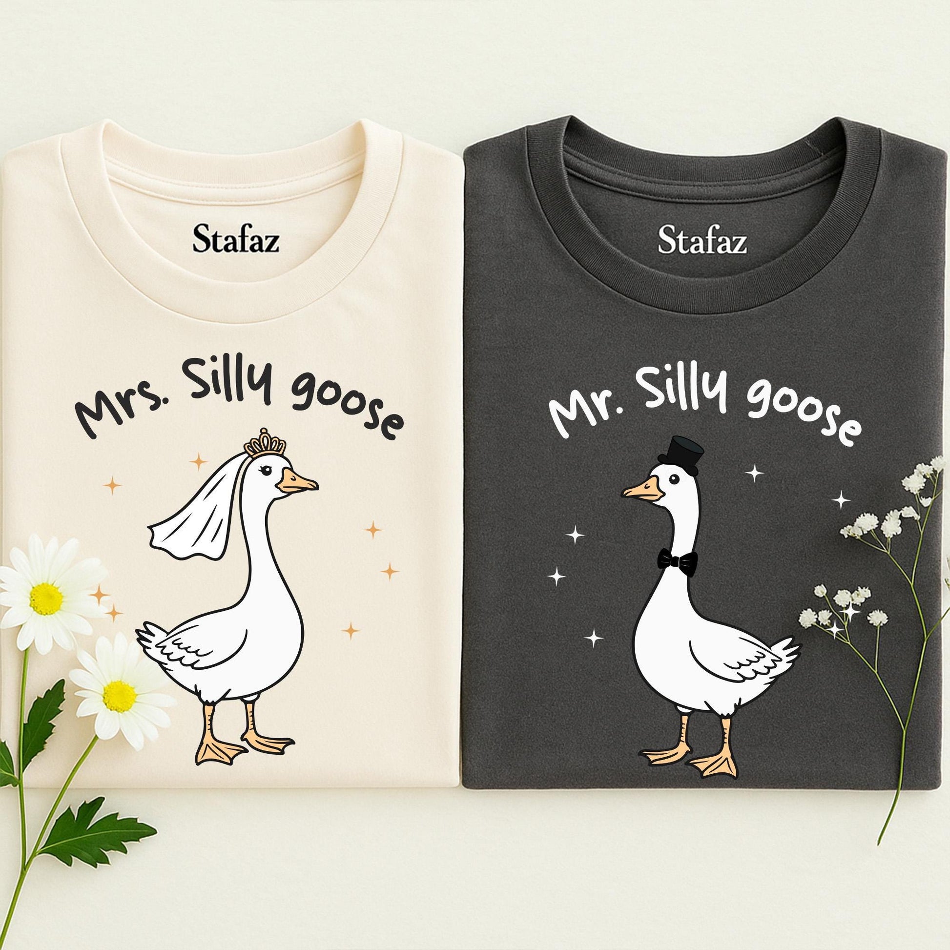 Mrs. Silly Goose Bride Shirt Matching Couple Gift, Funny Goose Bride To Be Tee, Newlywed Honeymoon Outfit, Engagement Gift, Wedding
