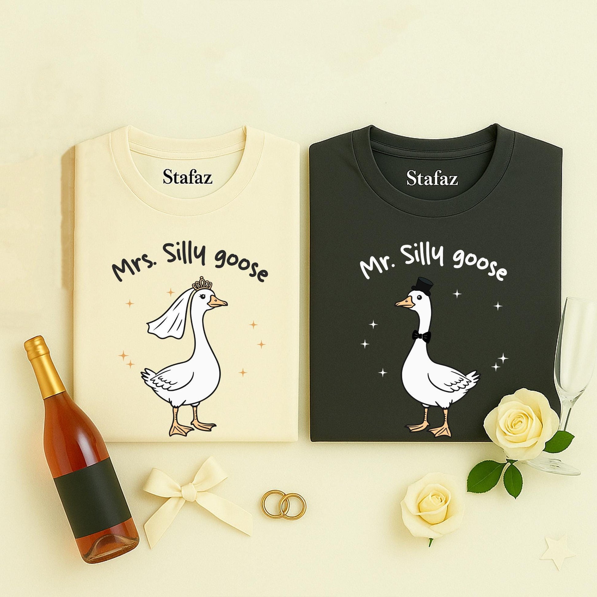 Mrs. Silly Goose Bride Shirt Matching Couple Gift, Funny Goose Bride To Be Tee, Newlywed Honeymoon Outfit, Engagement Gift, Wedding