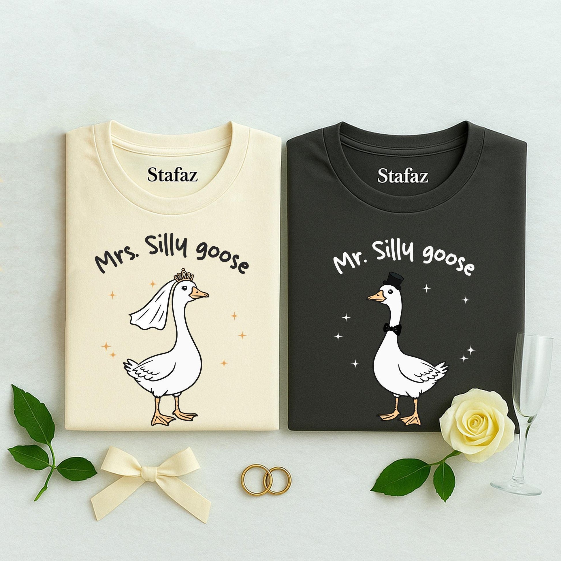 Mrs. Silly Goose Bride Shirt Matching Couple Gift, Funny Goose Bride To Be Tee, Newlywed Honeymoon Outfit, Engagement Gift, Wedding